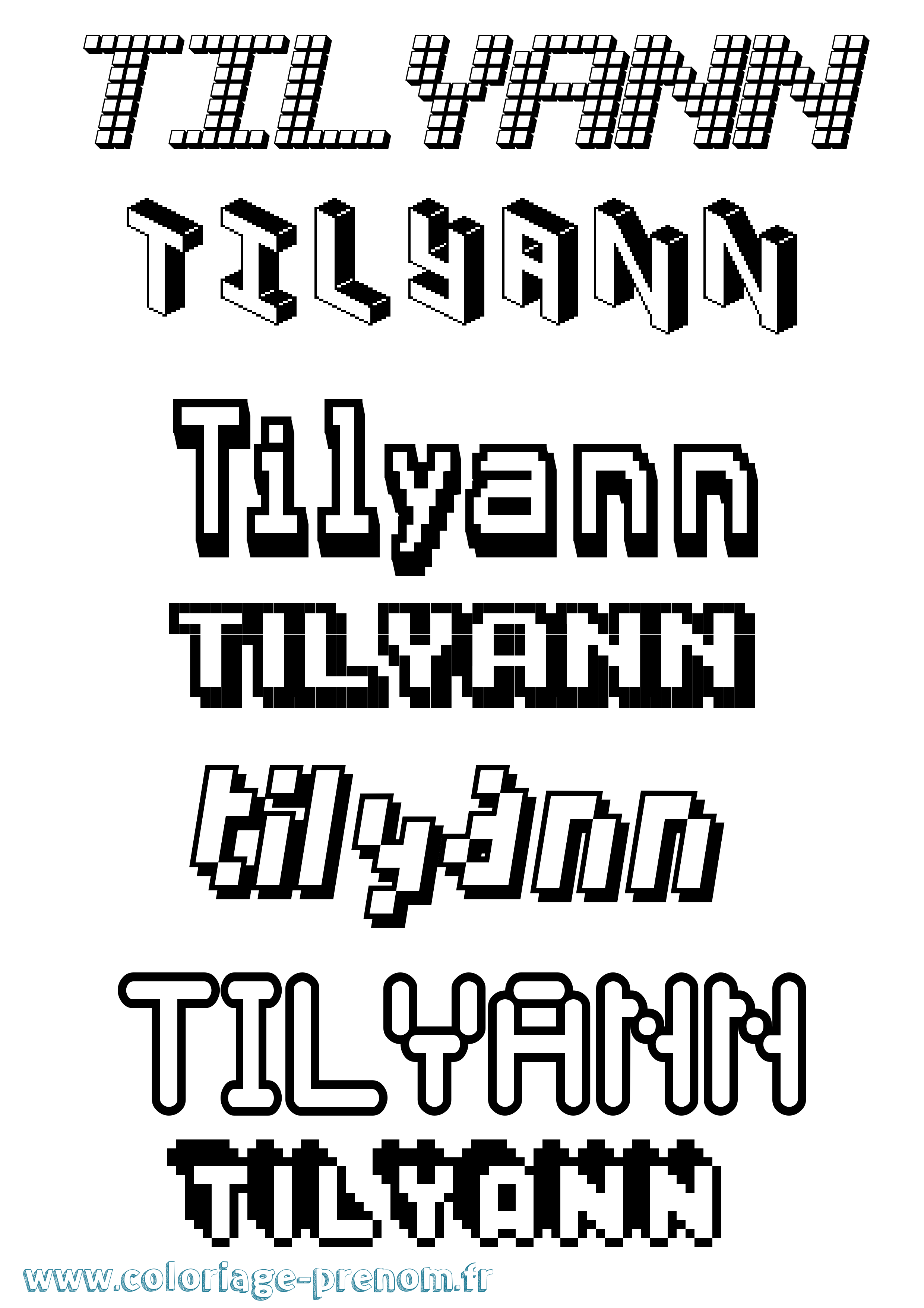 Coloriage Tilyann Pixel Coloriage prénom Tilyann Pixel