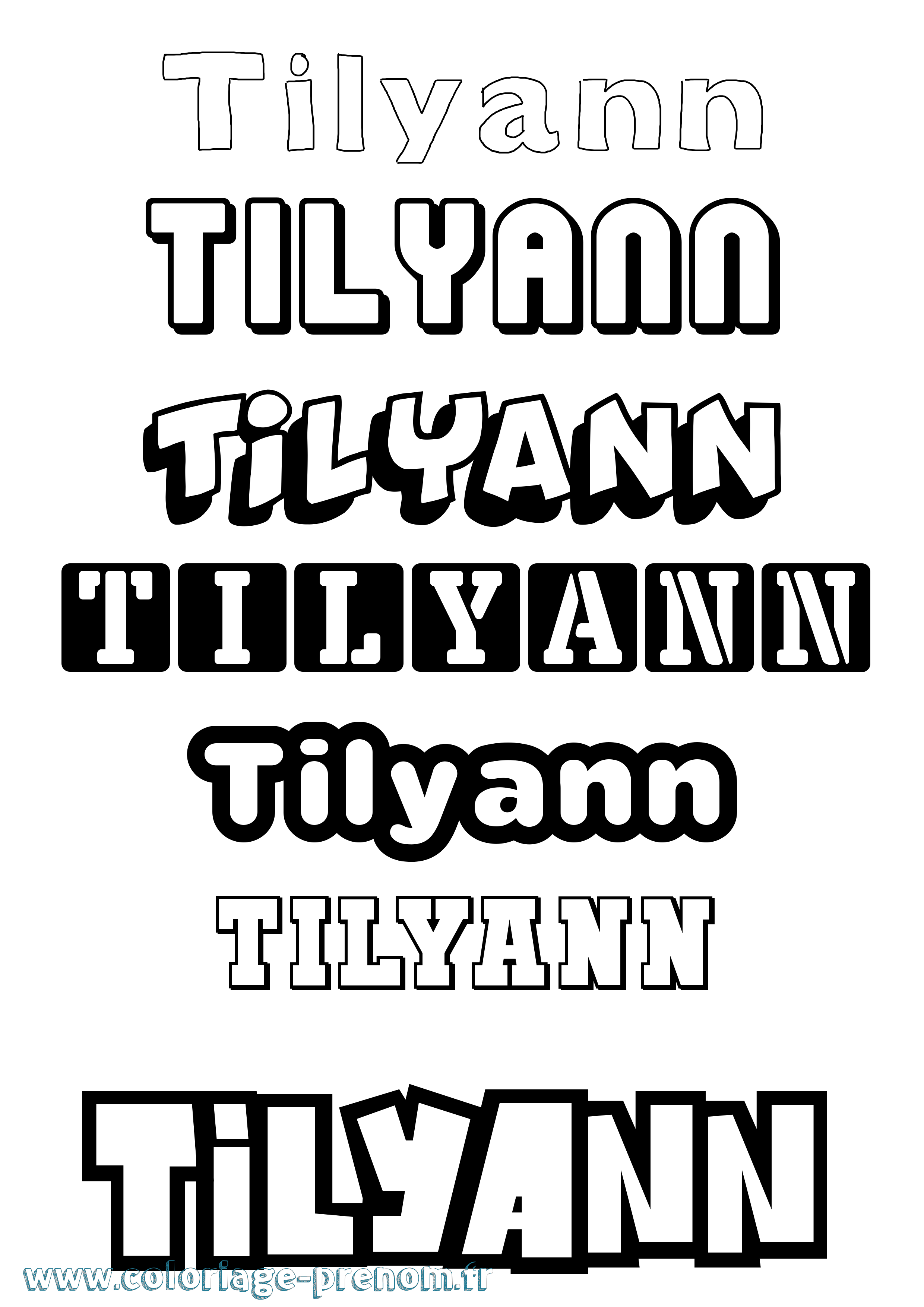 Coloriage Tilyann Simple Coloriage prénom Tilyann Simple