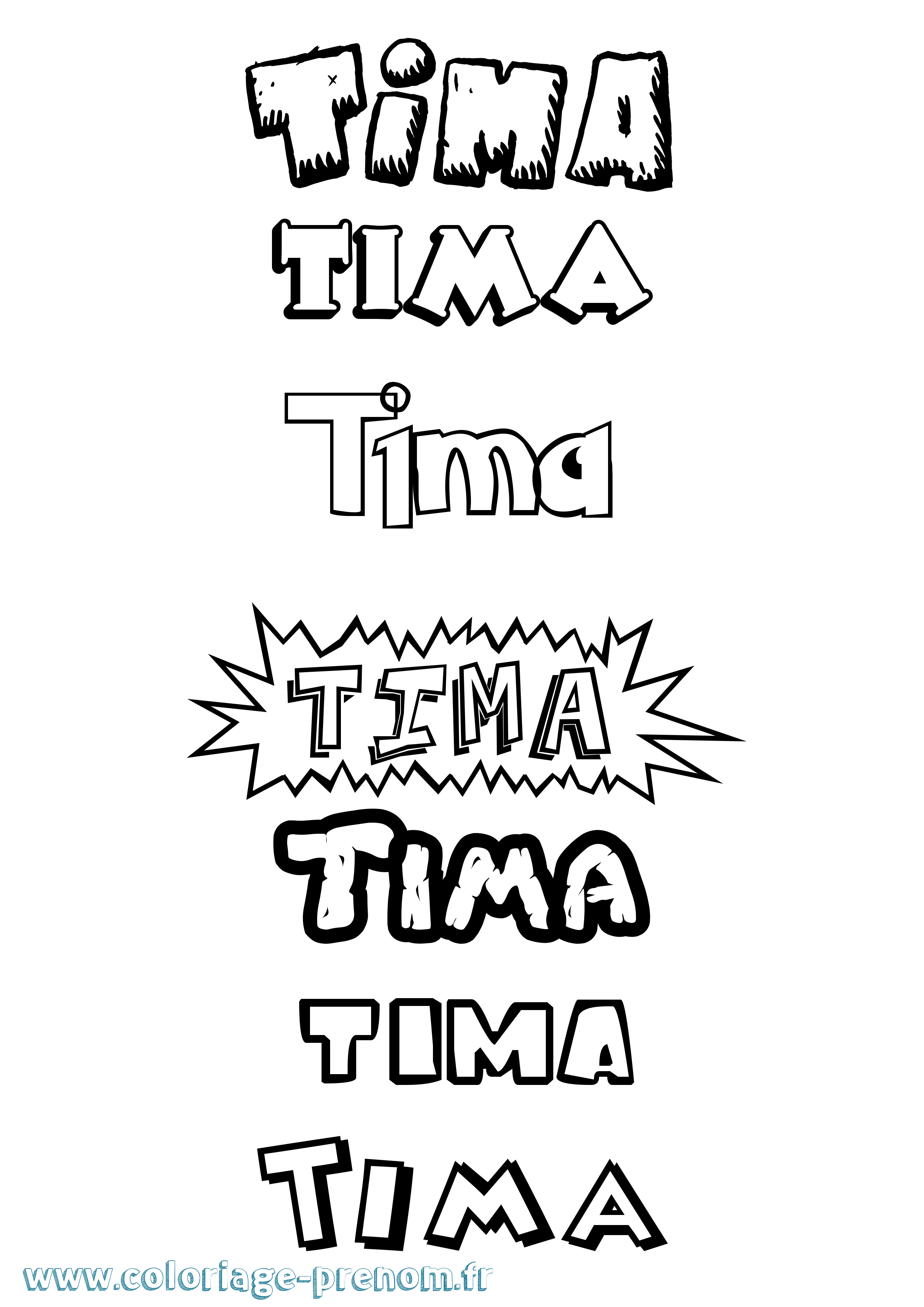 Coloriage Tima Dessin Animé Coloriage prénom Tima Dessin Animé