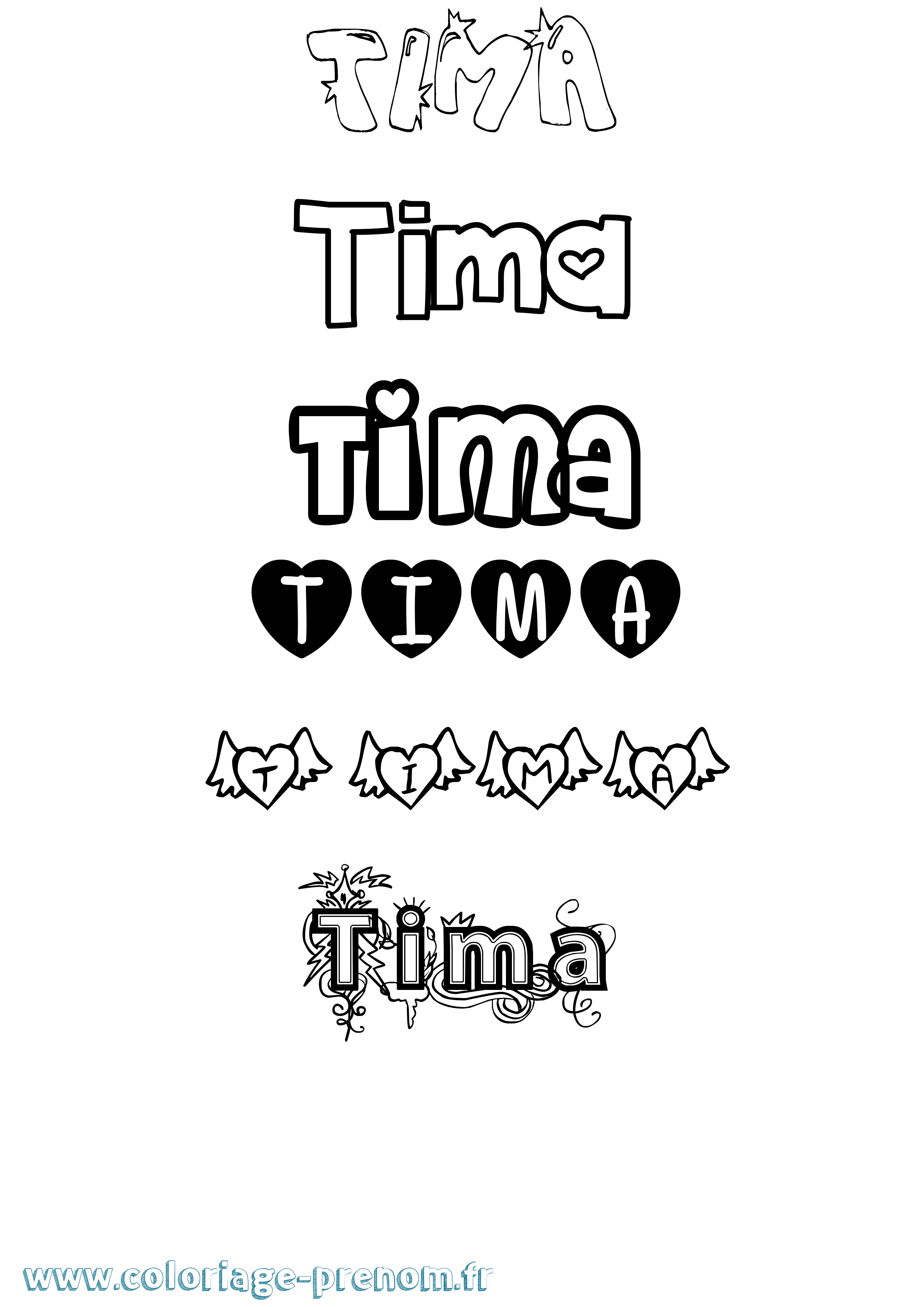 Coloriage Tima Girly Coloriage prénom Tima Girly