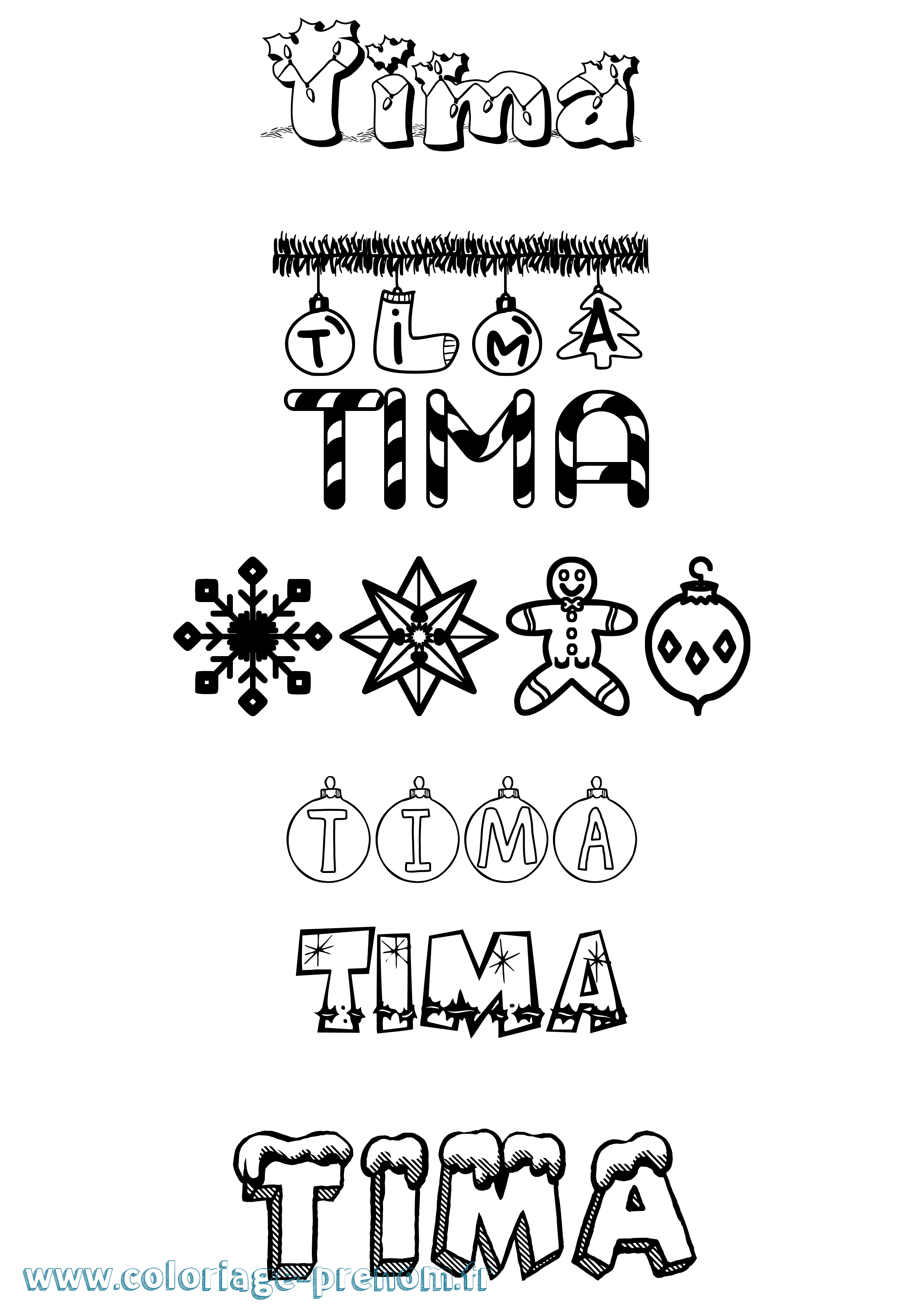 Coloriage Tima Noël Coloriage prénom Tima Noël