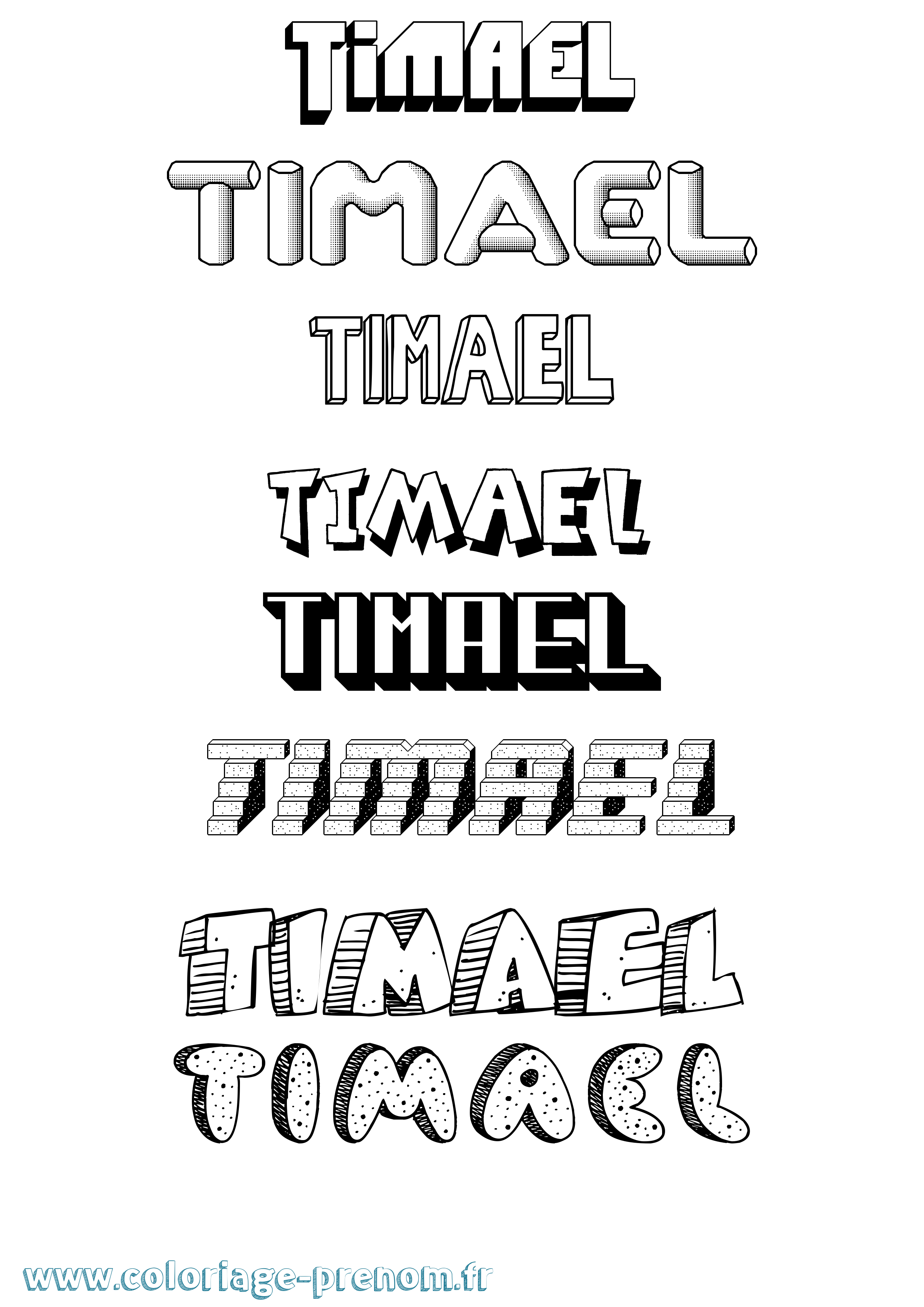 Coloriage Timael Effet 3D Coloriage prénom Timael Effet 3D