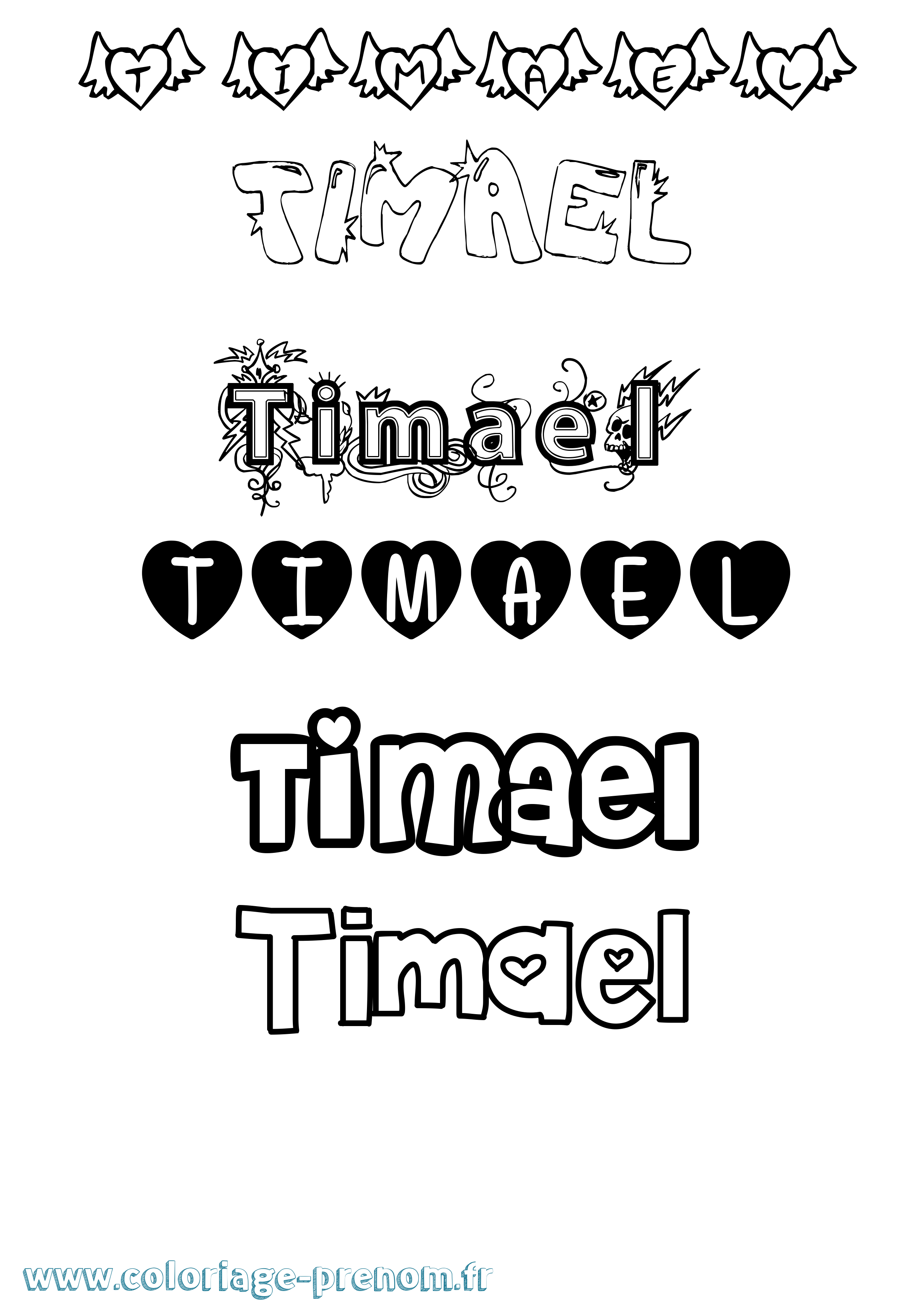 Coloriage Timael Girly Coloriage prénom Timael Girly