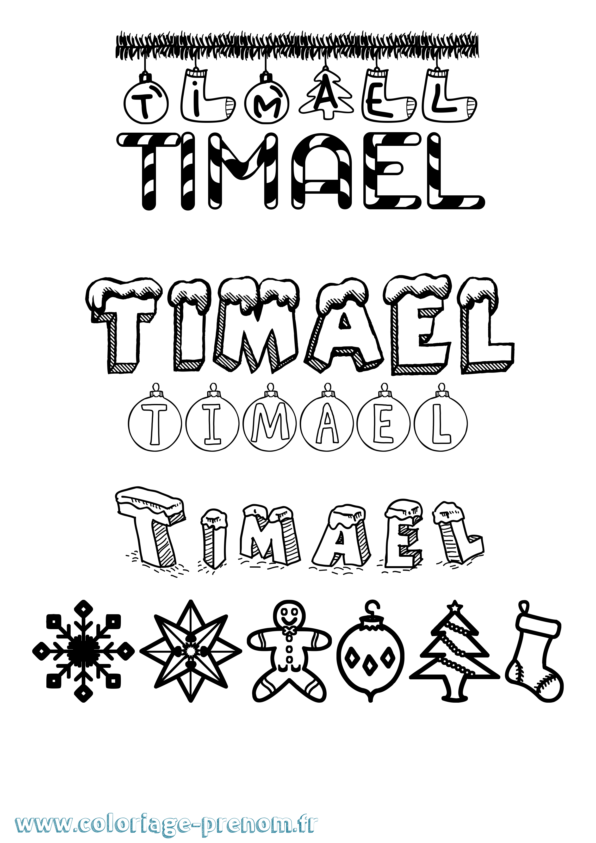 Coloriage Timael Noël Coloriage prénom Timael Noël