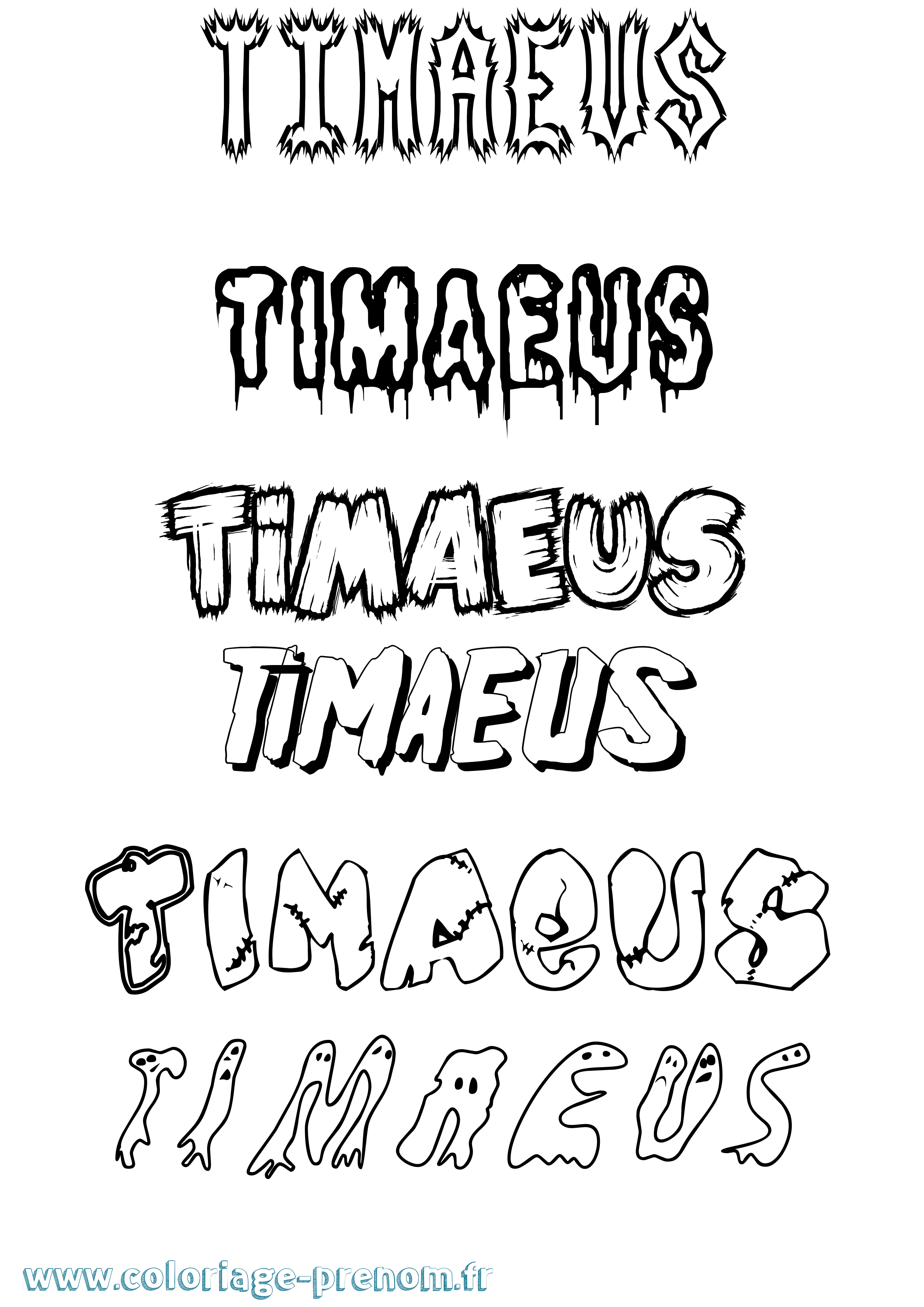 Coloriage Timaeus Frisson Coloriage prénom Timaeus Frisson