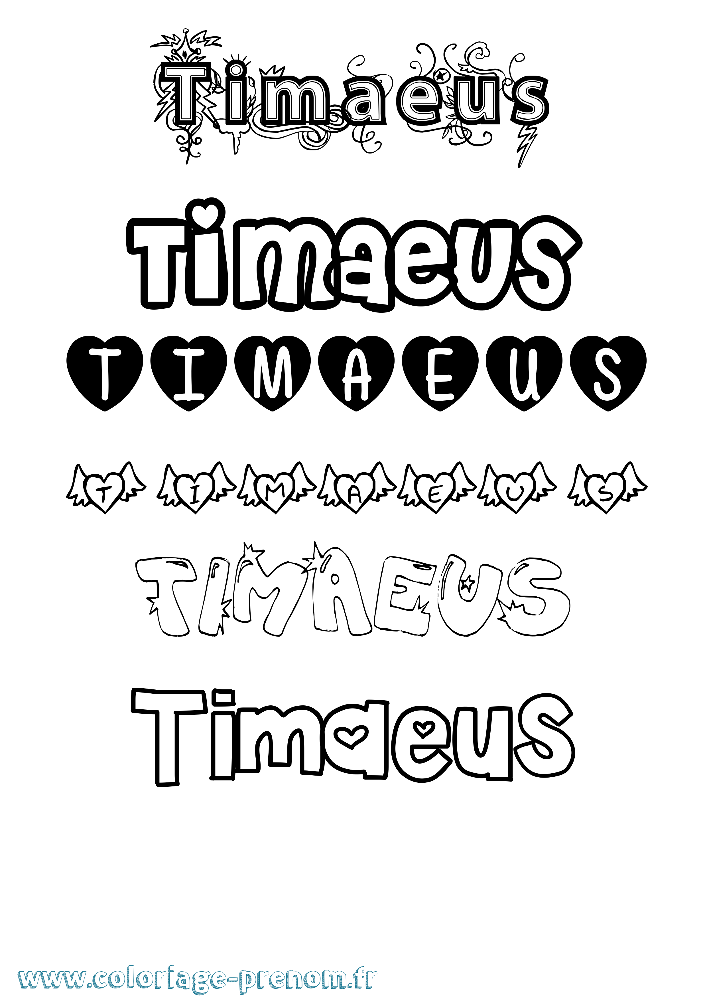 Coloriage Timaeus Girly Coloriage prénom Timaeus Girly