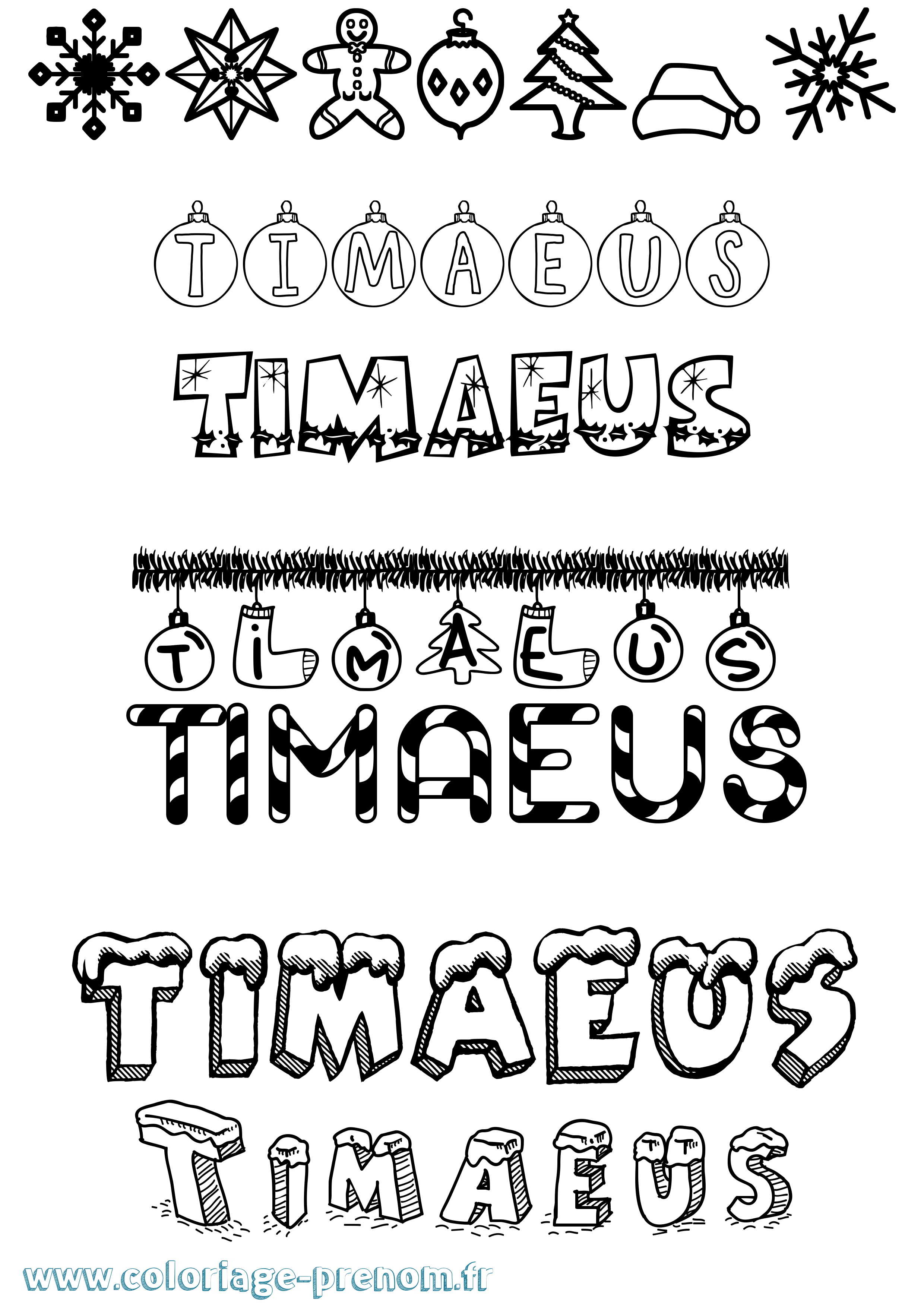 Coloriage Timaeus Noël Coloriage prénom Timaeus Noël