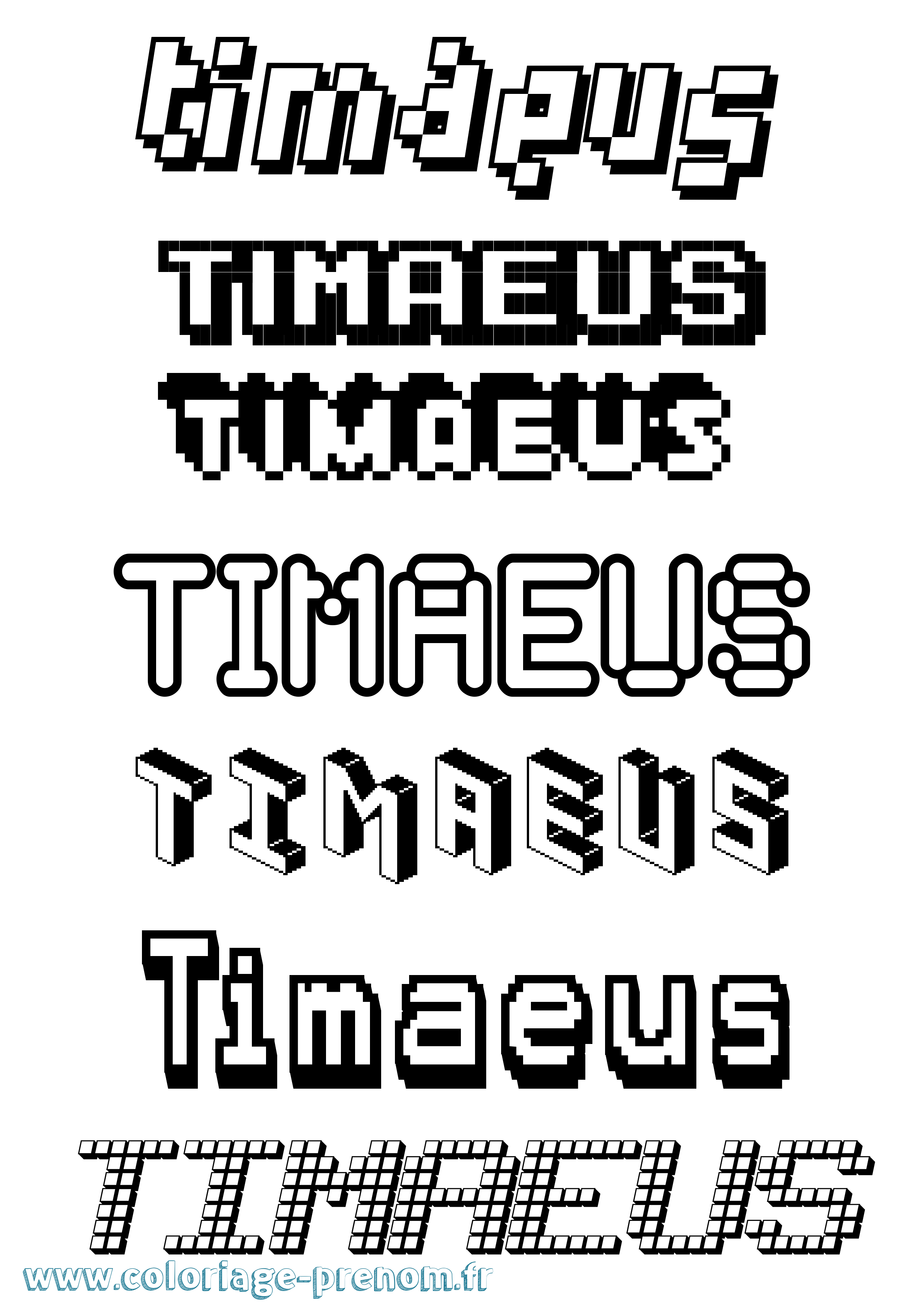 Coloriage Timaeus Pixel Coloriage prénom Timaeus Pixel