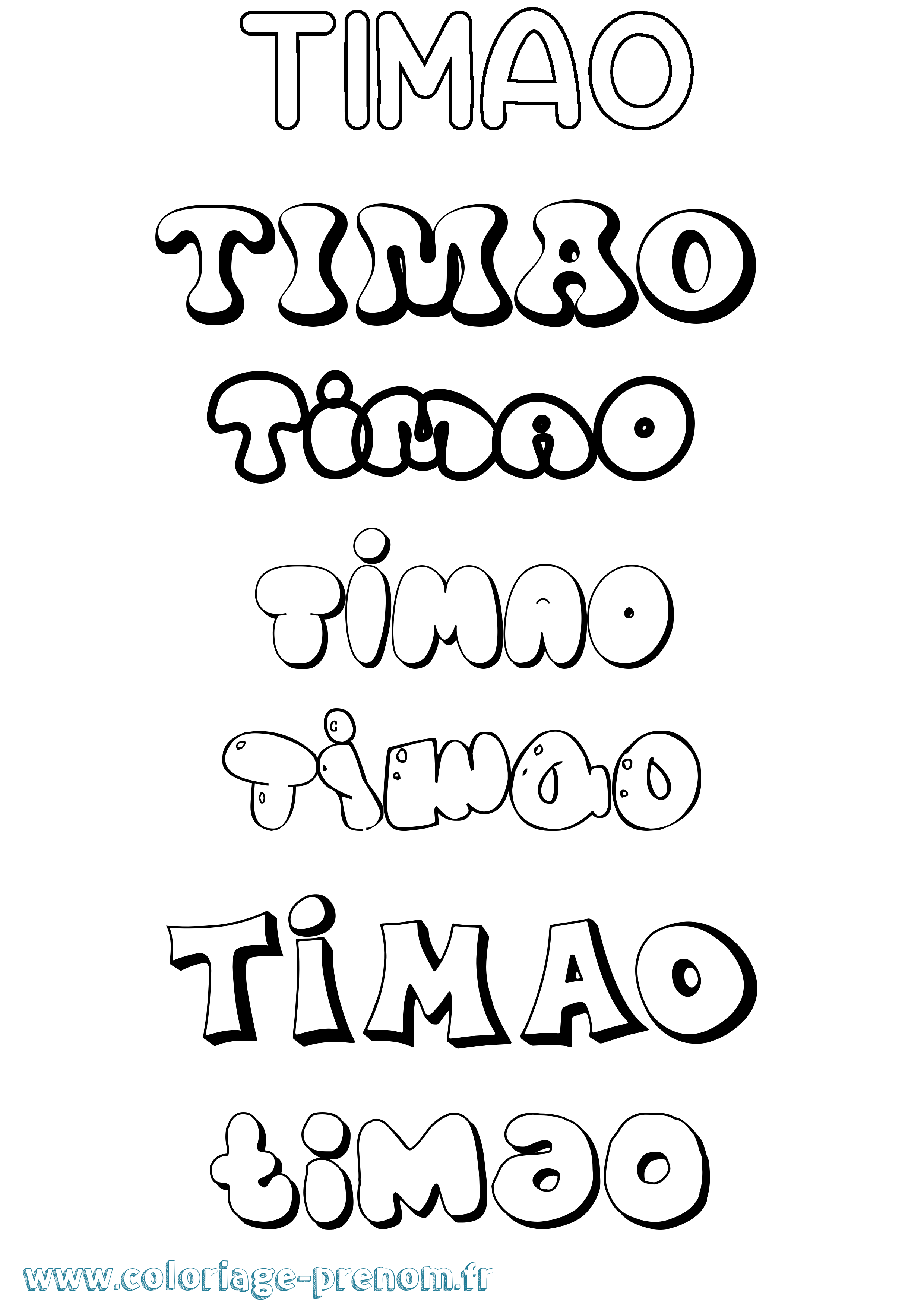 Coloriage Timao Bubble Coloriage prénom Timao Bubble