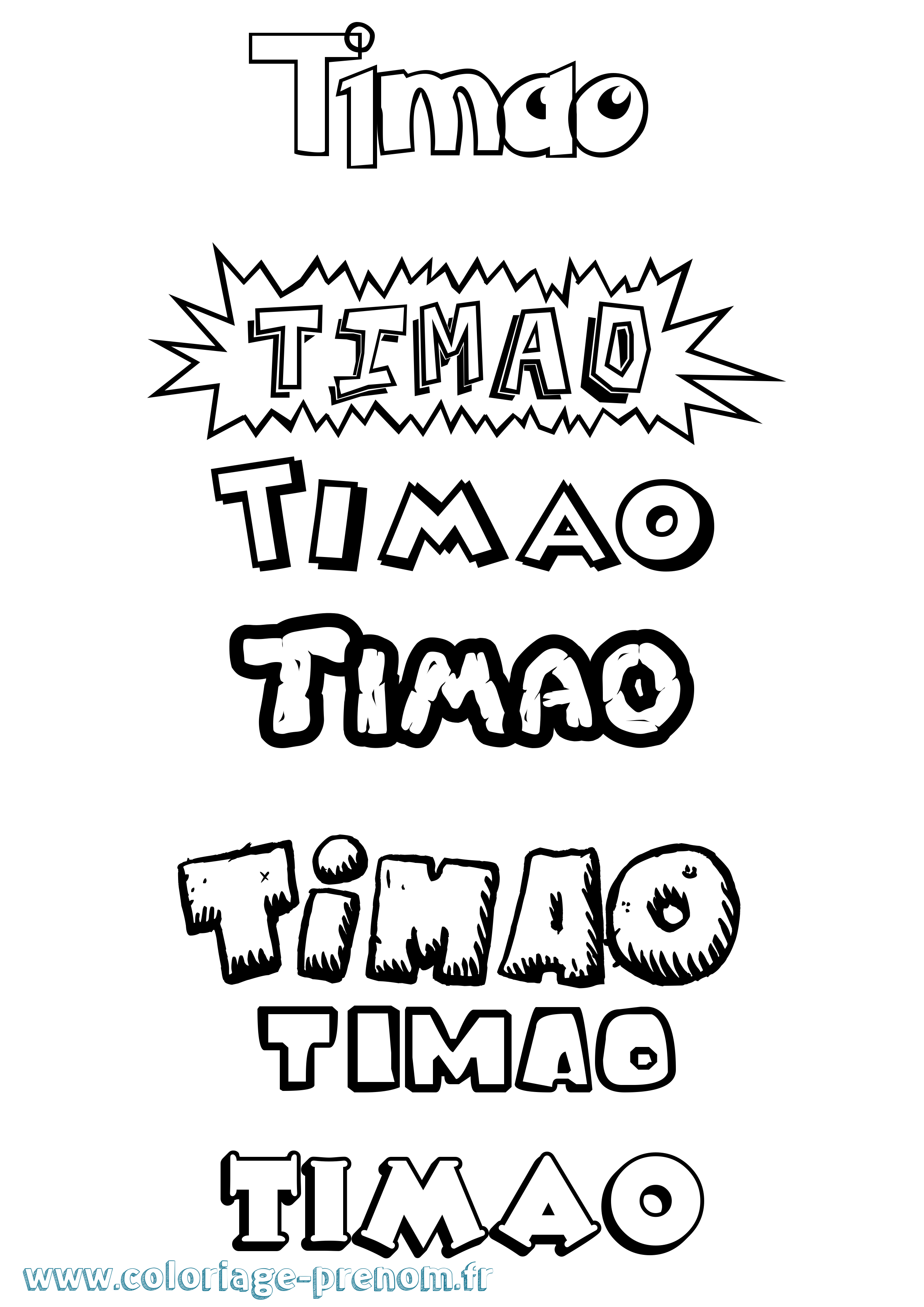 Coloriage Timao Dessin Animé Coloriage prénom Timao Dessin Animé