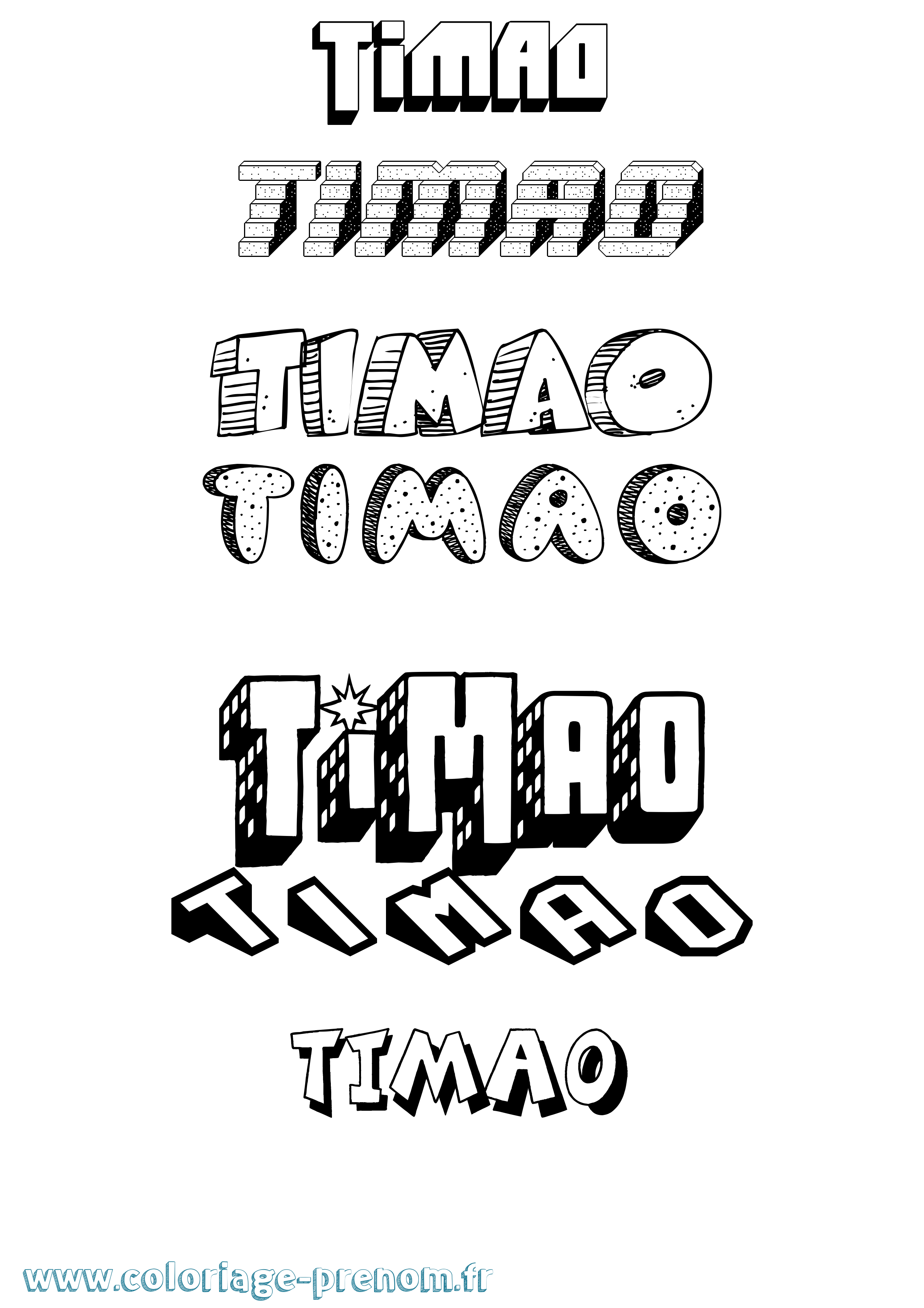 Coloriage Timao Effet 3D Coloriage prénom Timao Effet 3D