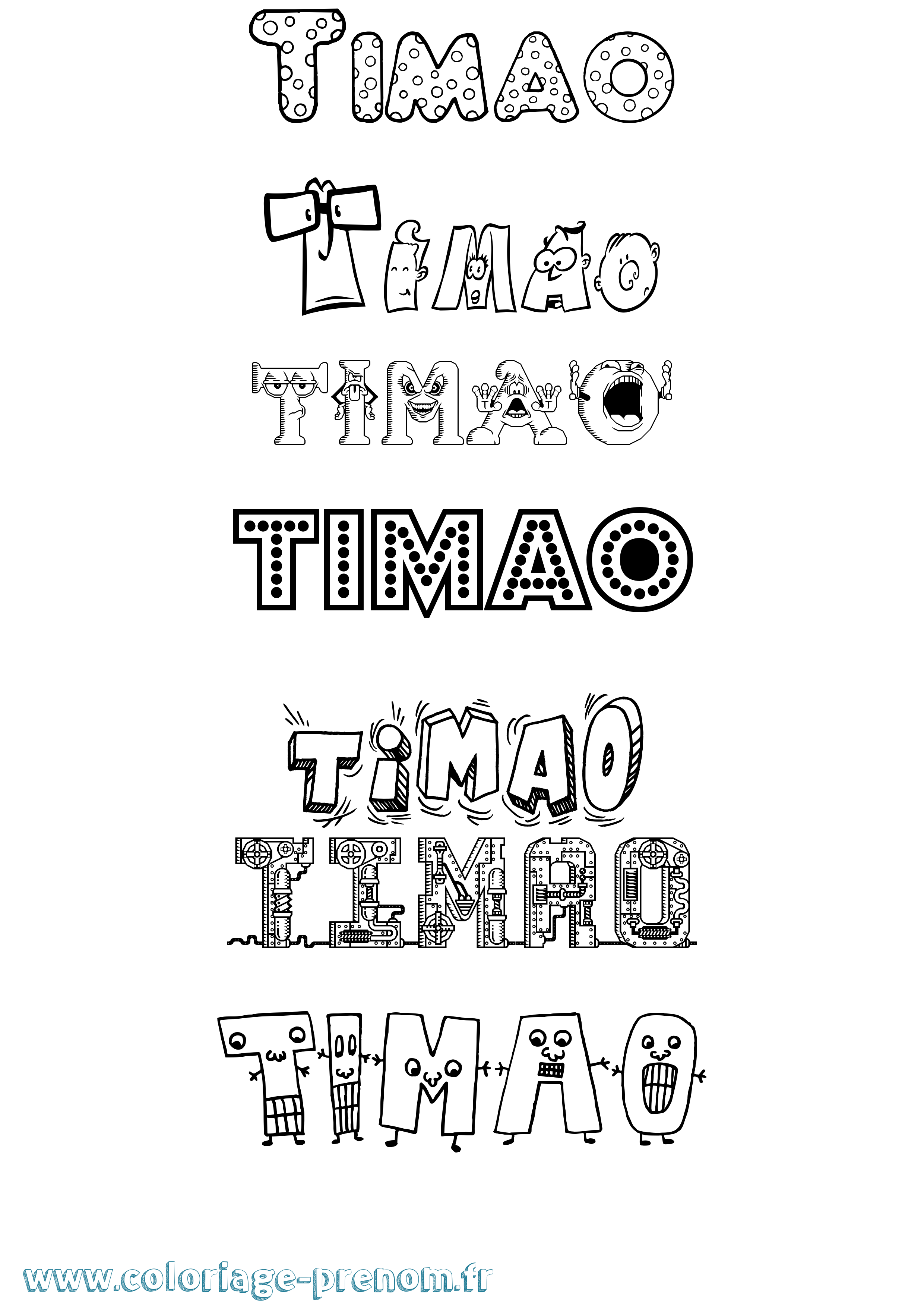 Coloriage Timao Fun Coloriage prénom Timao Fun