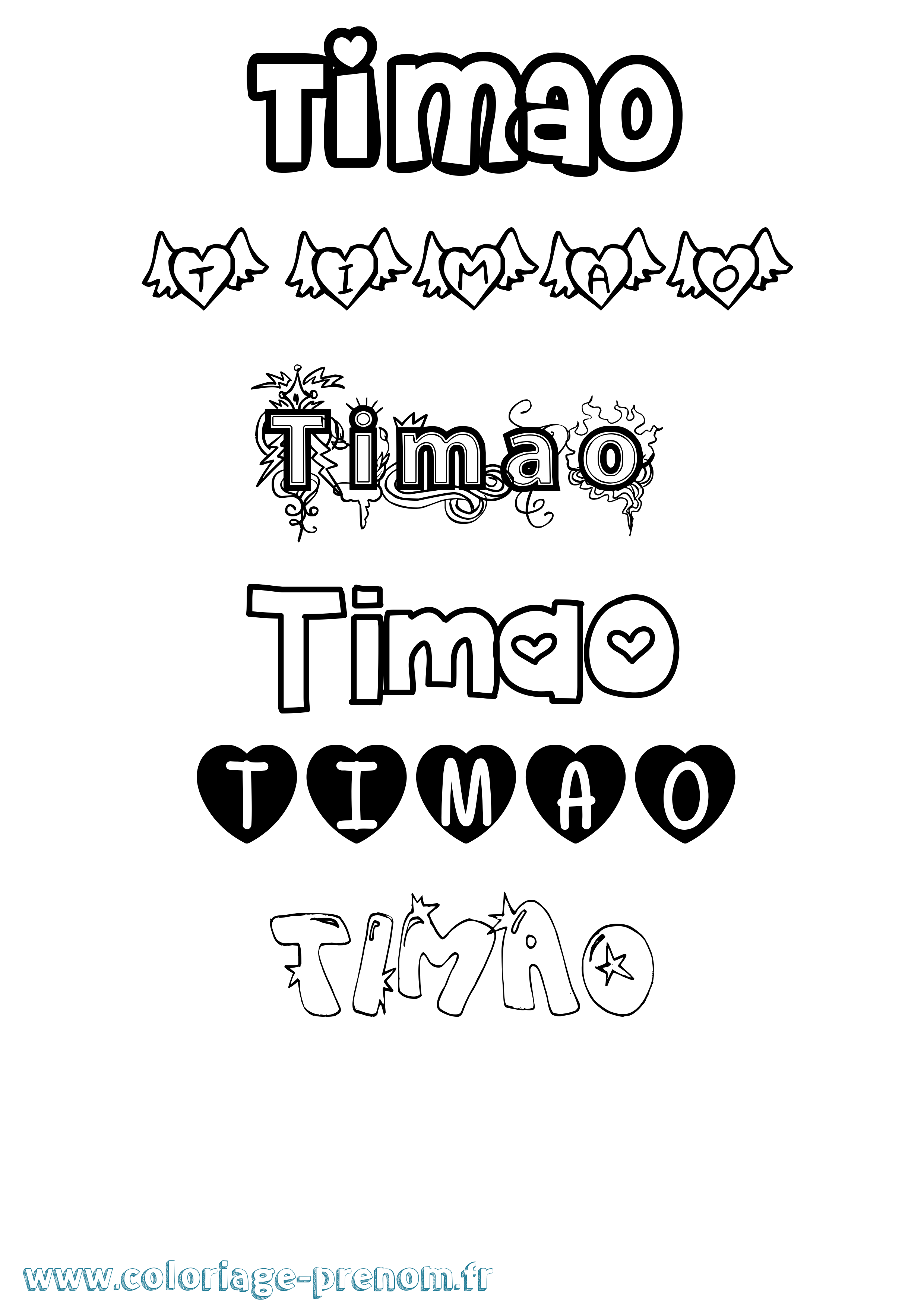 Coloriage Timao Girly Coloriage prénom Timao Girly