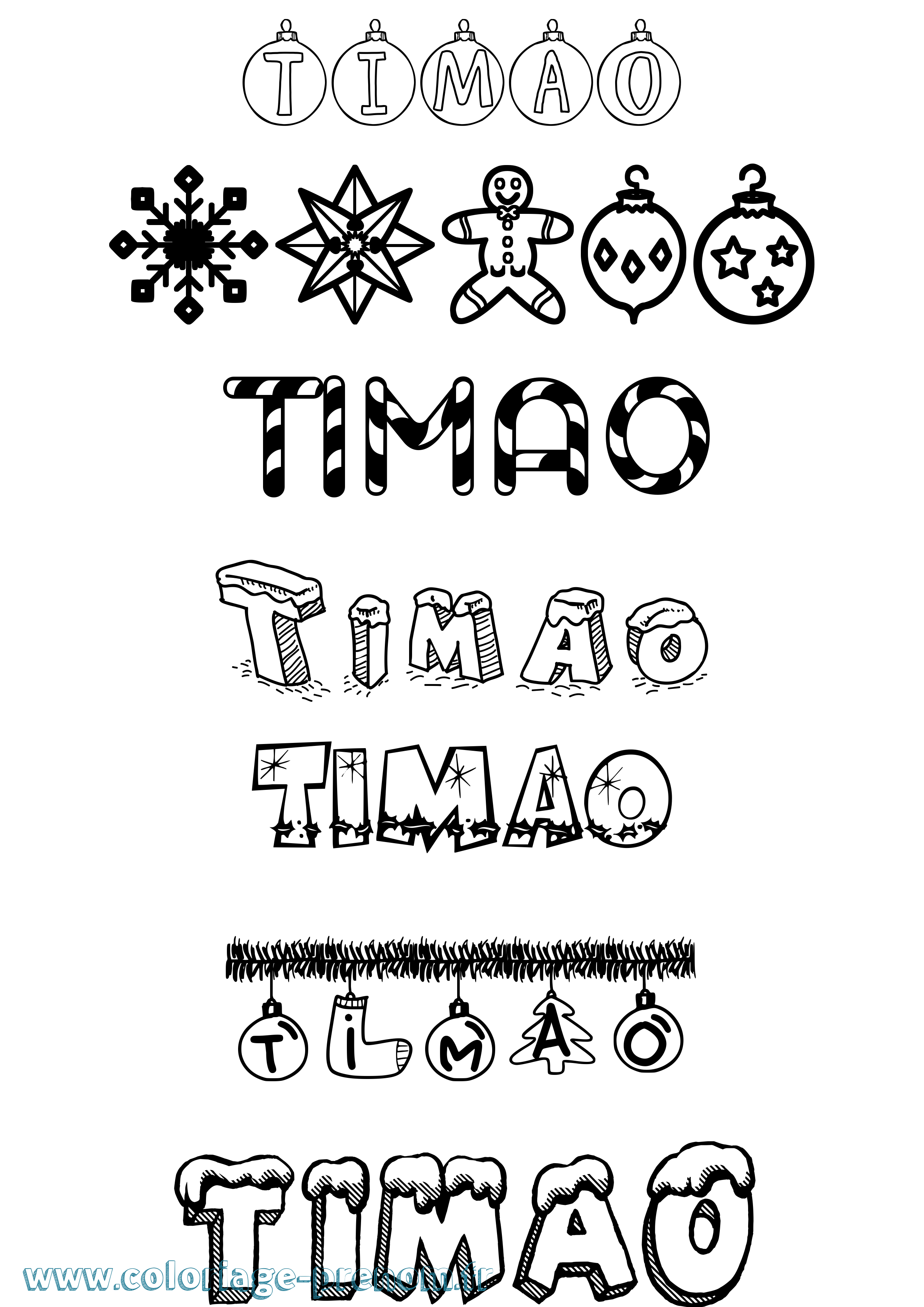 Coloriage Timao Noël Coloriage prénom Timao Noël