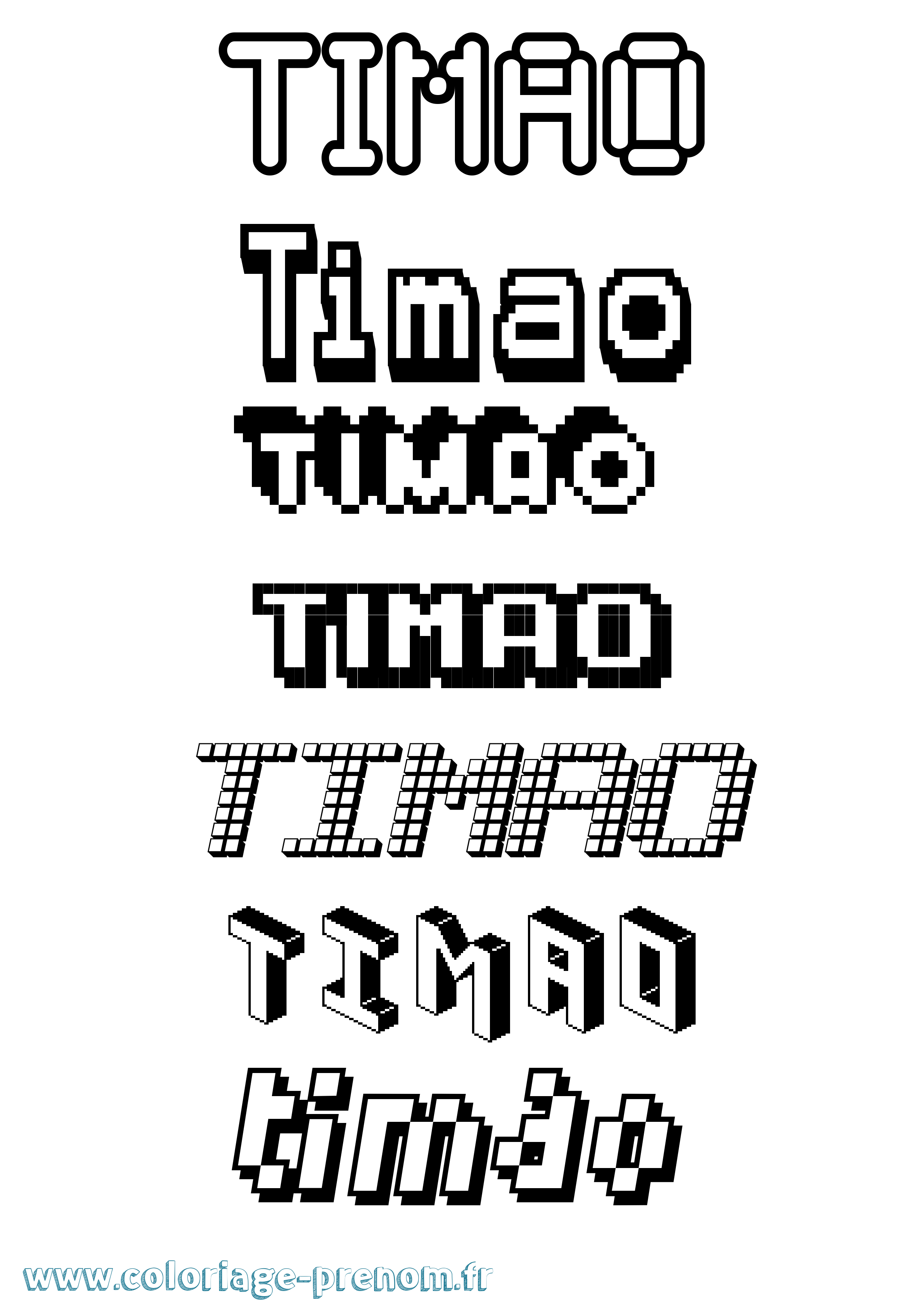 Coloriage Timao Pixel Coloriage prénom Timao Pixel