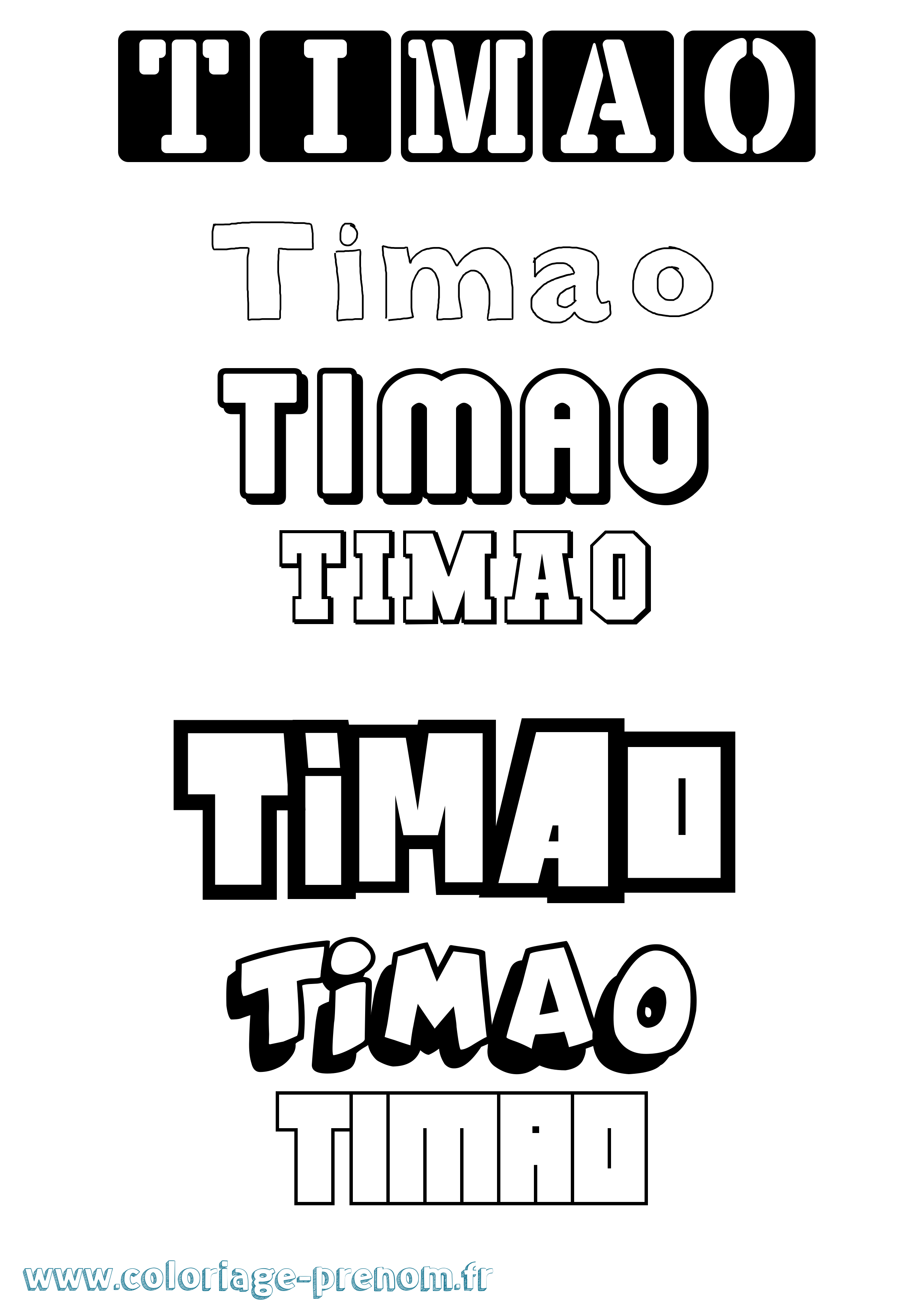 Coloriage Timao Simple Coloriage prénom Timao Simple