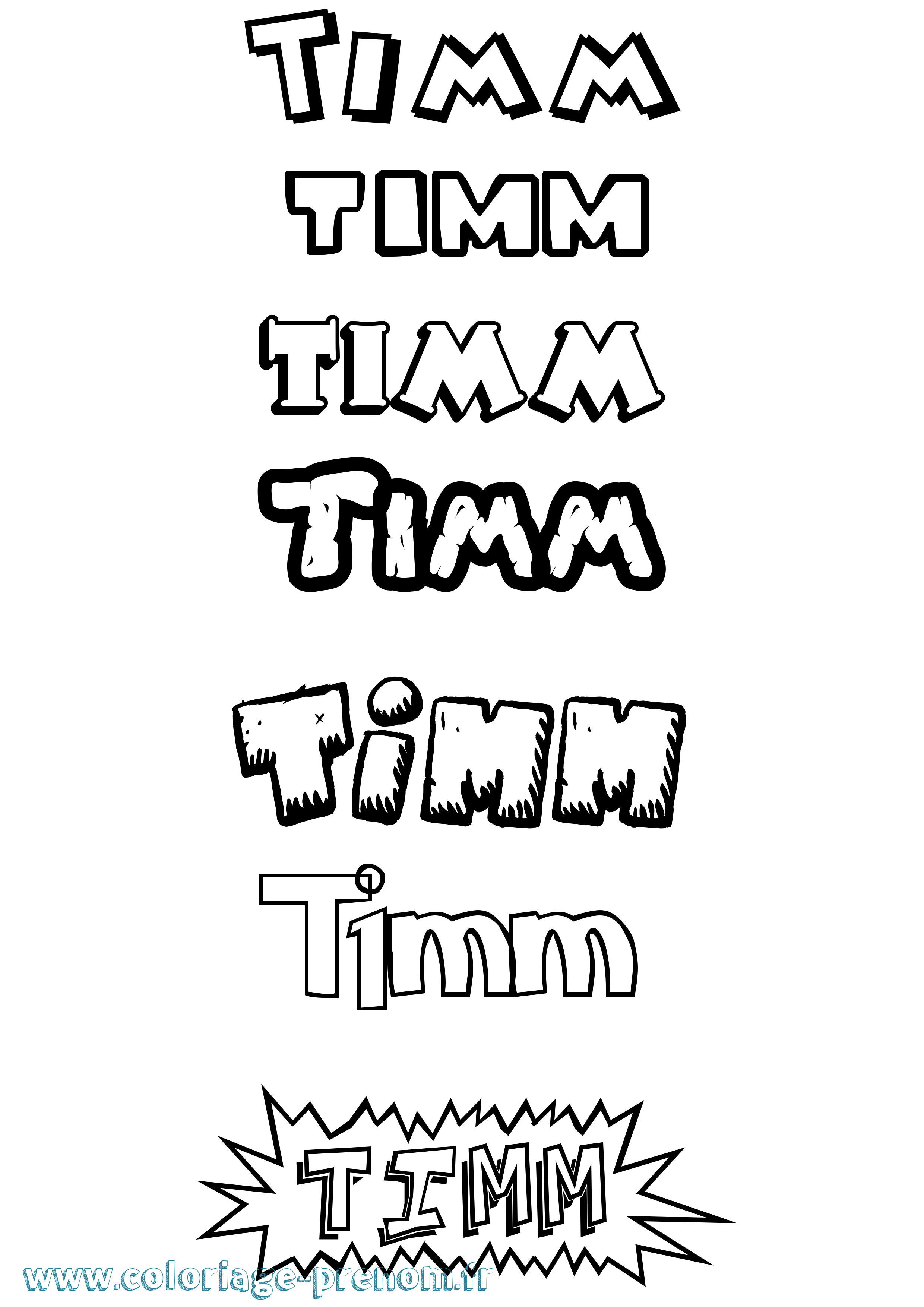 Coloriage Timm Dessin Animé Coloriage prénom Timm Dessin Animé
