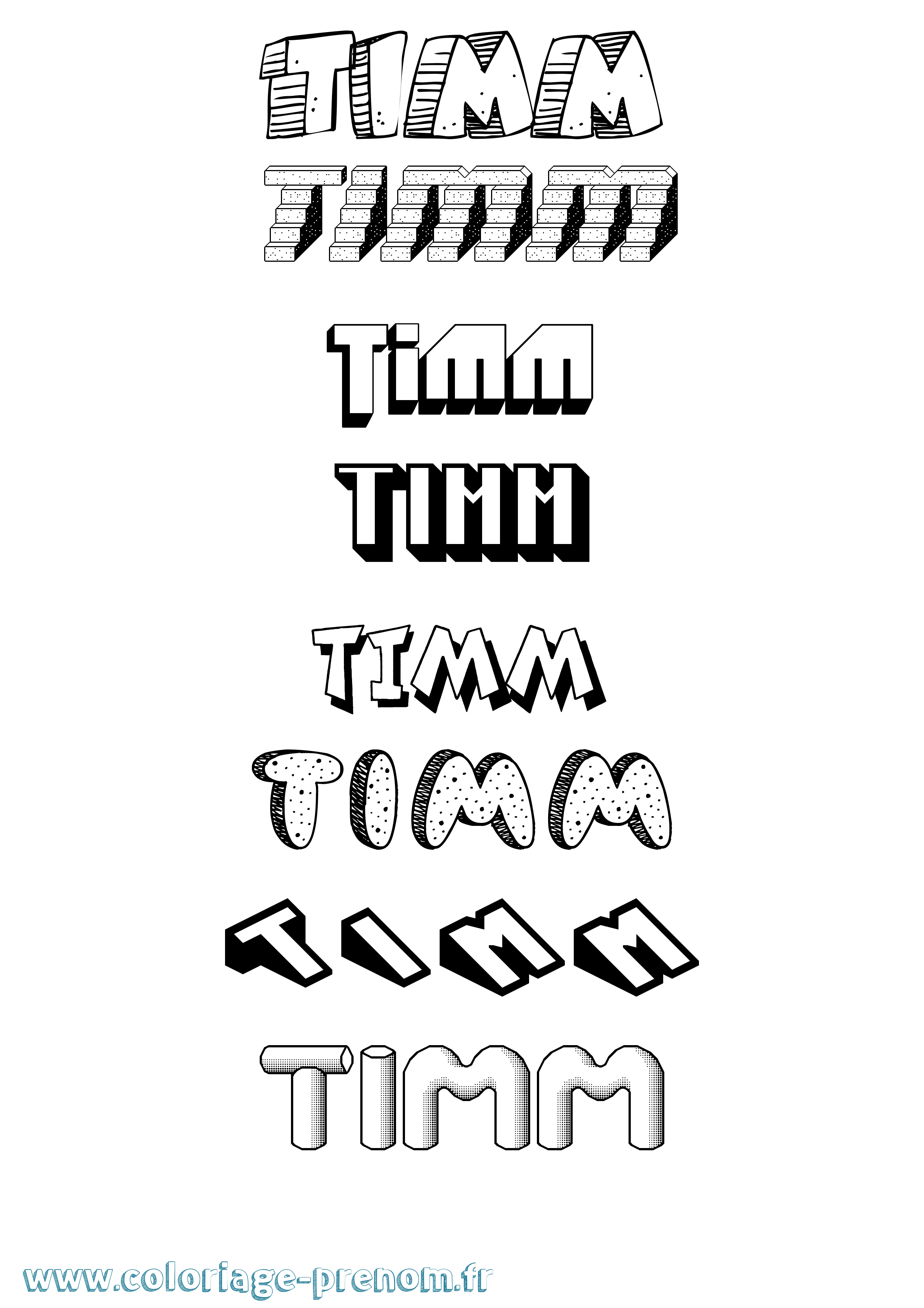 Coloriage Timm Effet 3D Coloriage prénom Timm Effet 3D