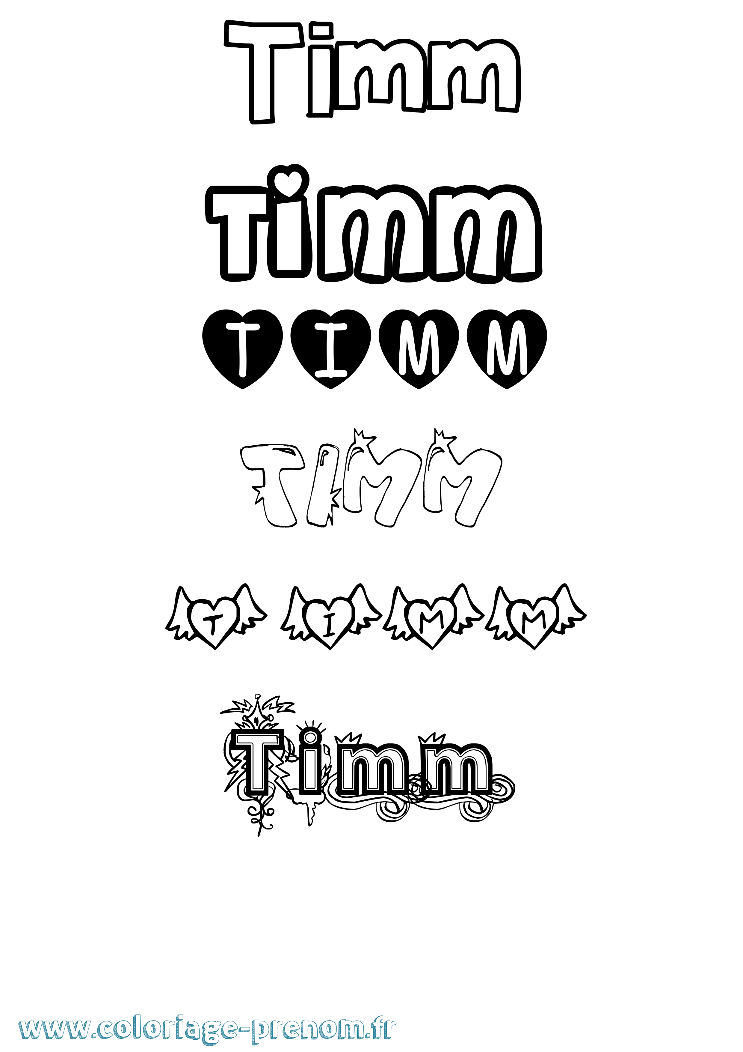 Coloriage Timm Girly Coloriage prénom Timm Girly