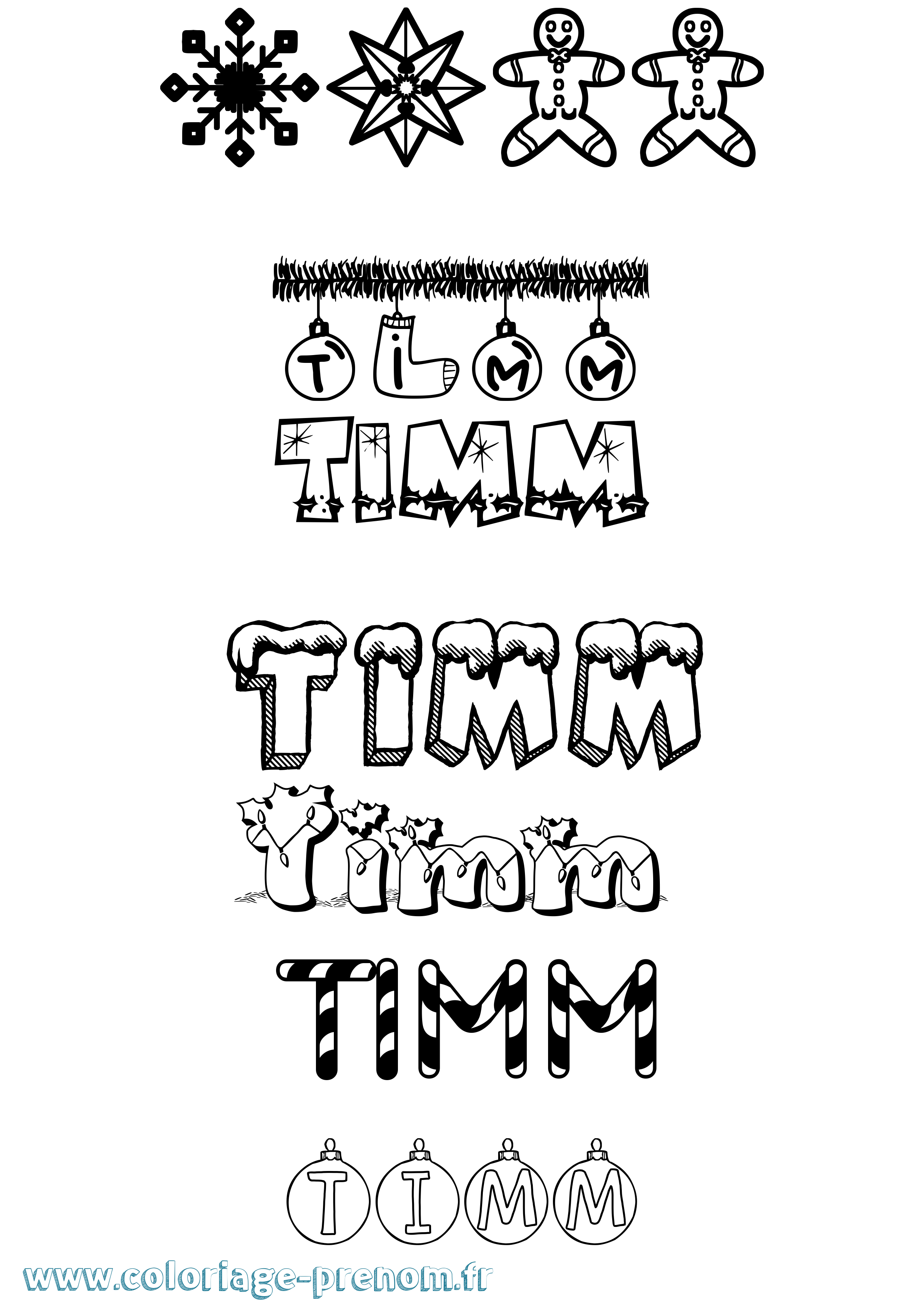 Coloriage Timm Noël Coloriage prénom Timm Noël
