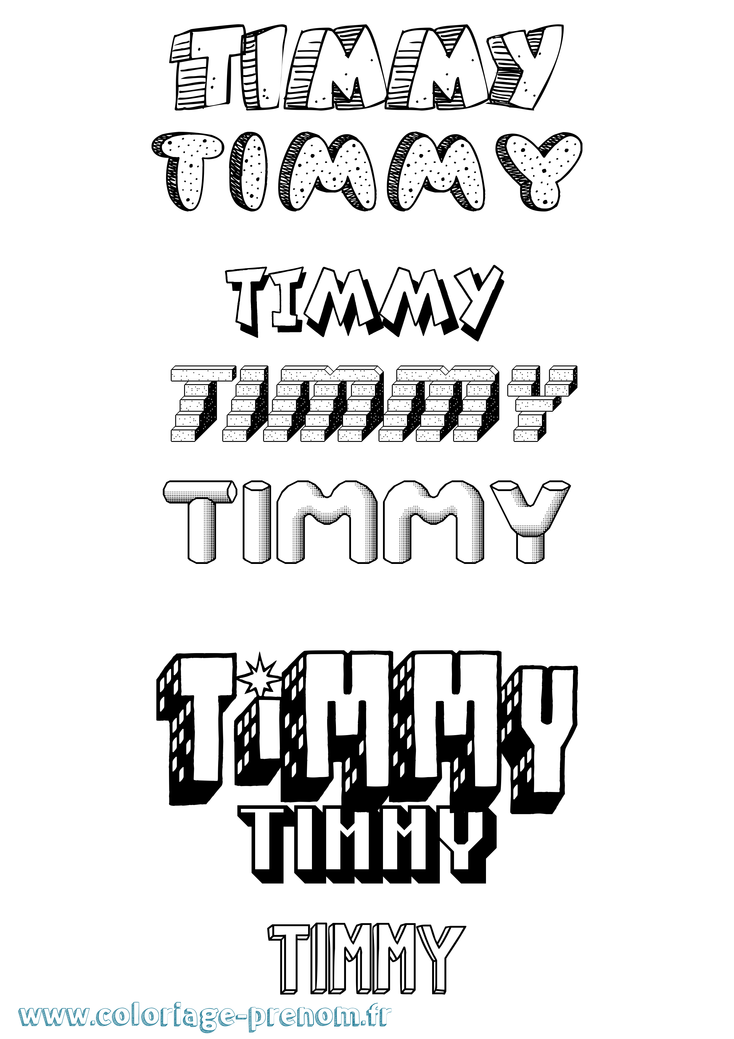 Coloriage Timmy Effet 3D Coloriage prénom Timmy Effet 3D