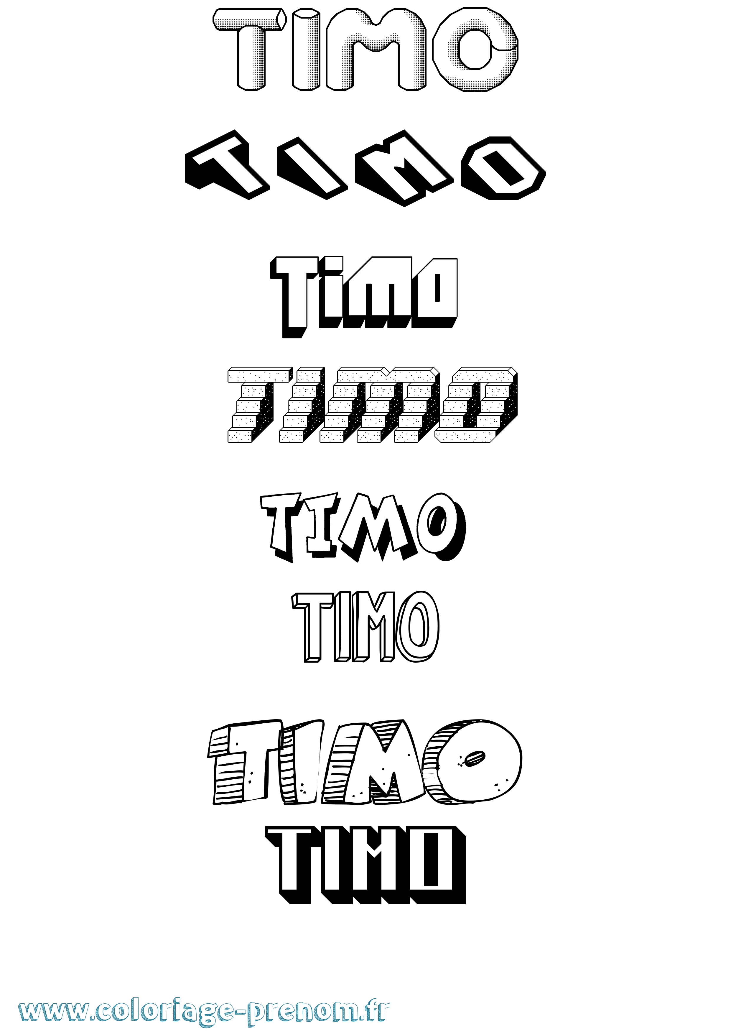 Coloriage Timo Effet 3D Coloriage prénom Timo Effet 3D