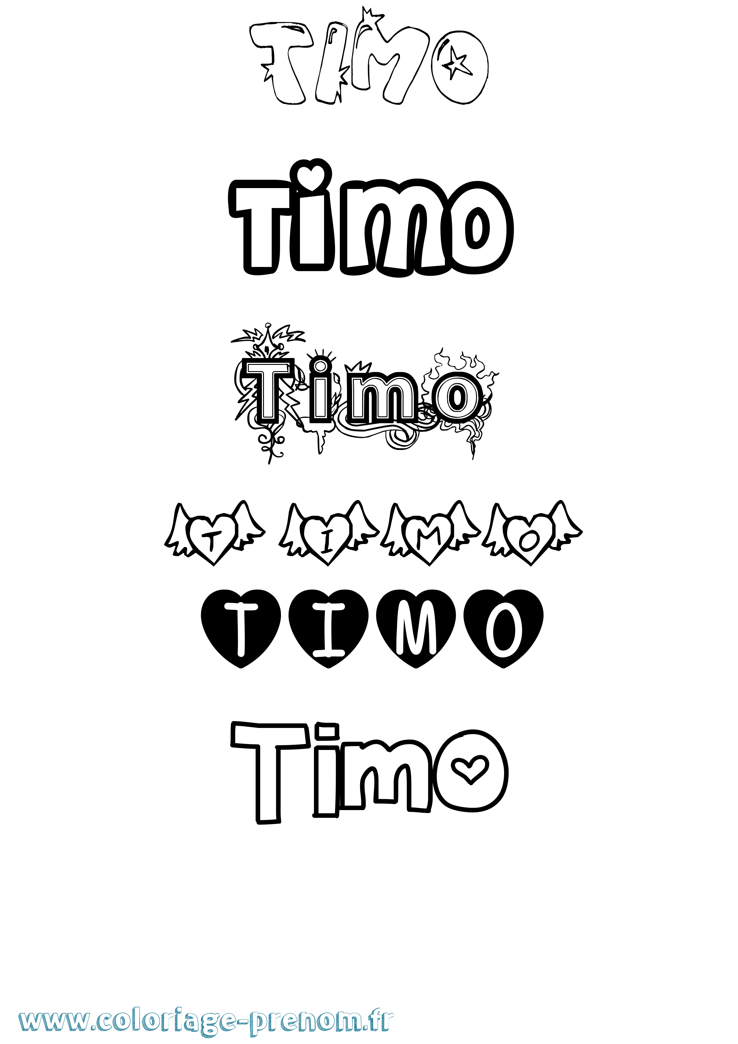 Coloriage Timo Girly Coloriage prénom Timo Girly