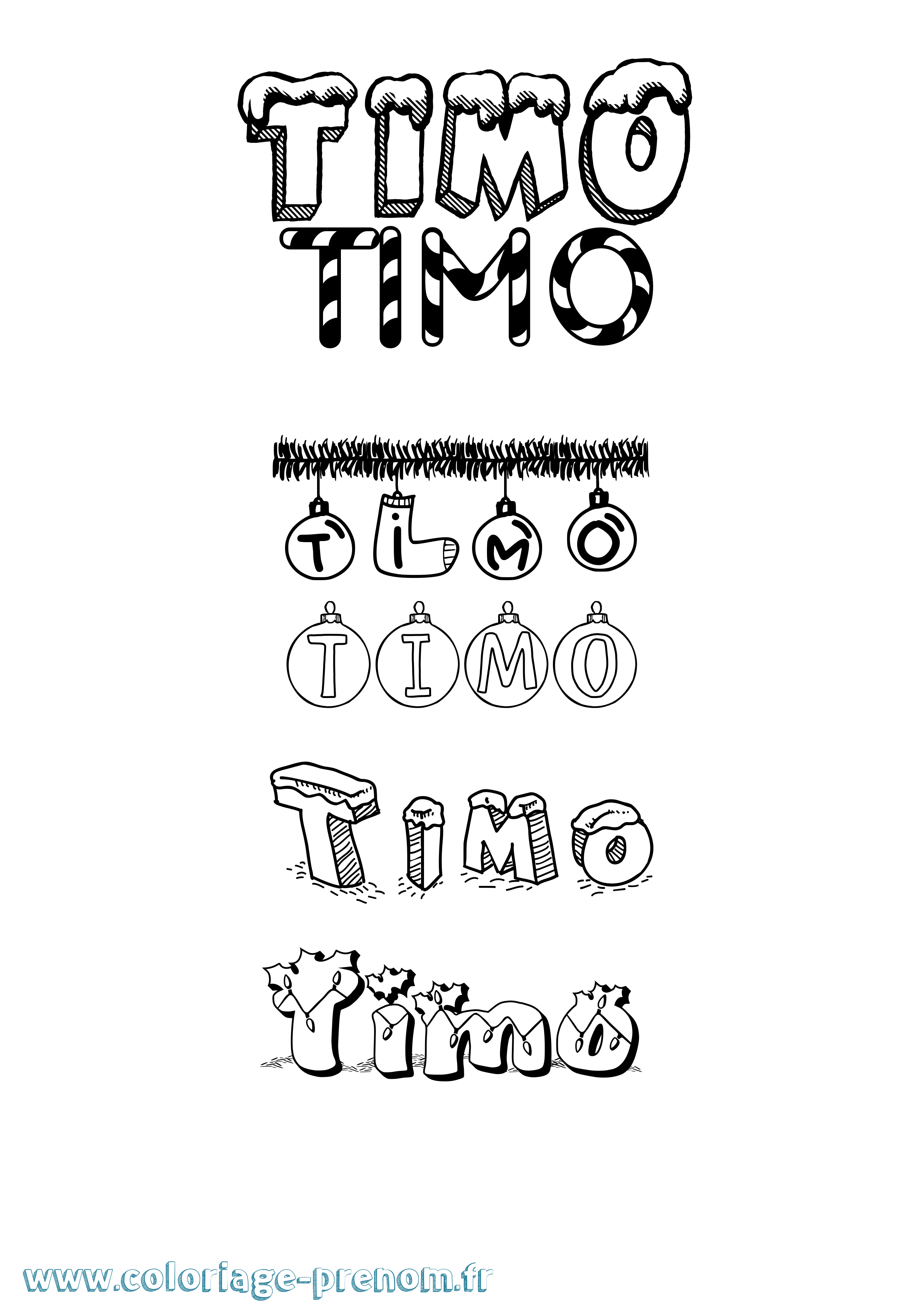 Coloriage Timo Noël Coloriage prénom Timo Noël