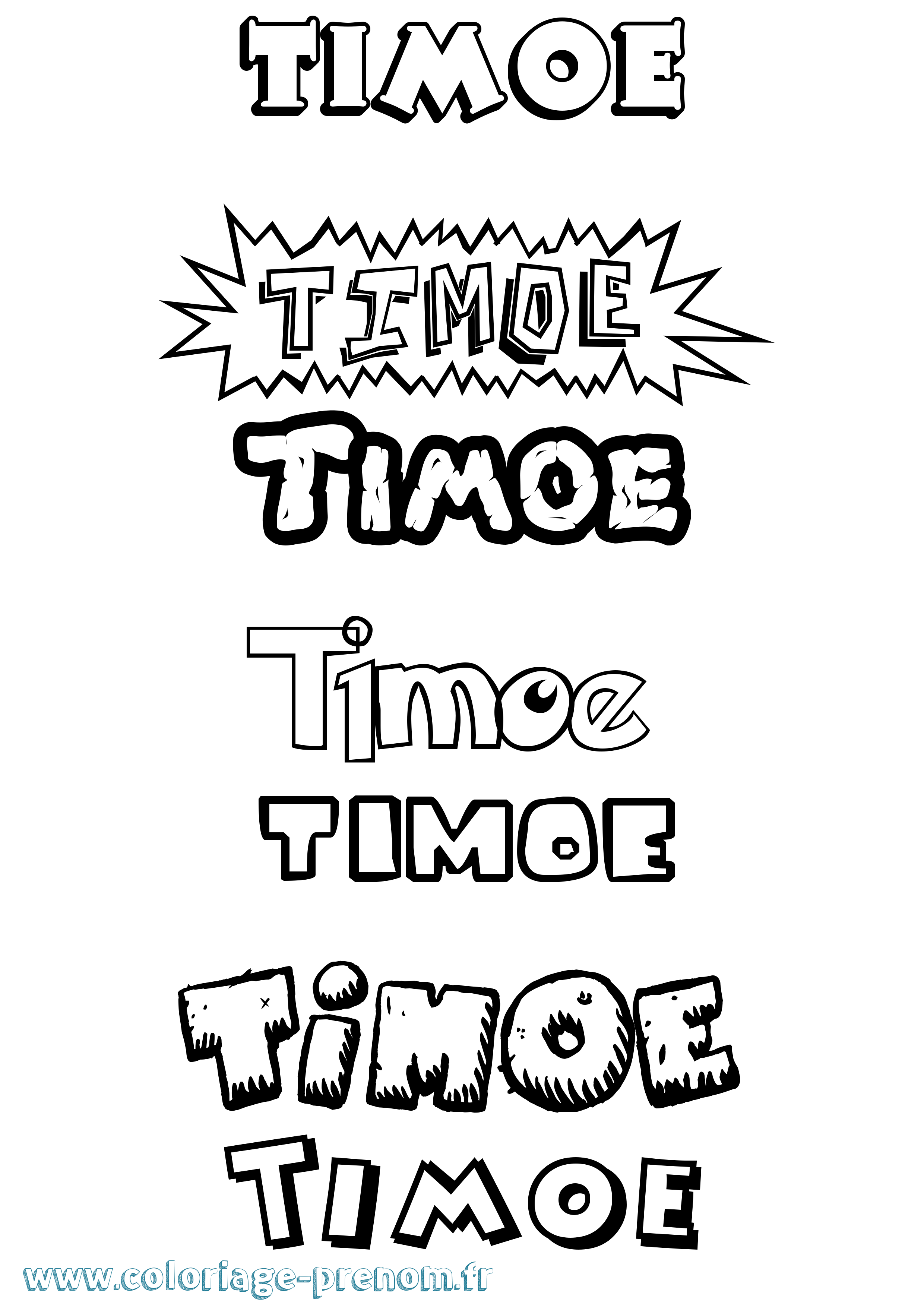 Coloriage Timoe Dessin Animé Coloriage prénom Timoe Dessin Animé