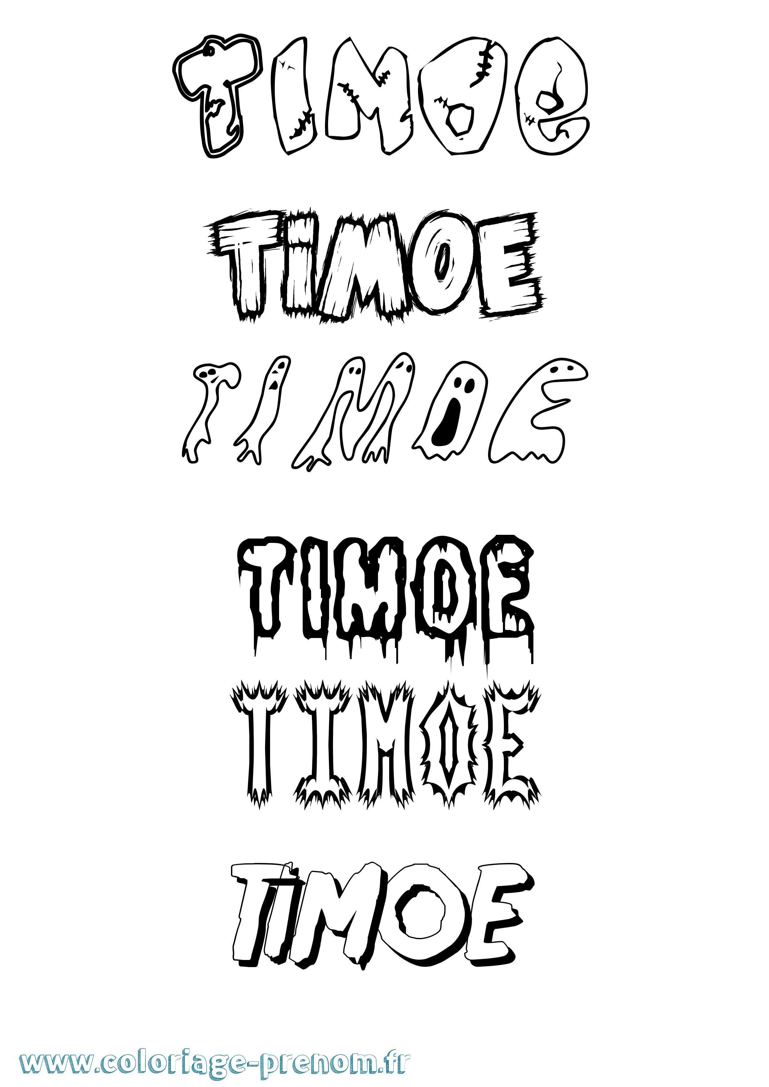 Coloriage Timoe Frisson Coloriage prénom Timoe Frisson