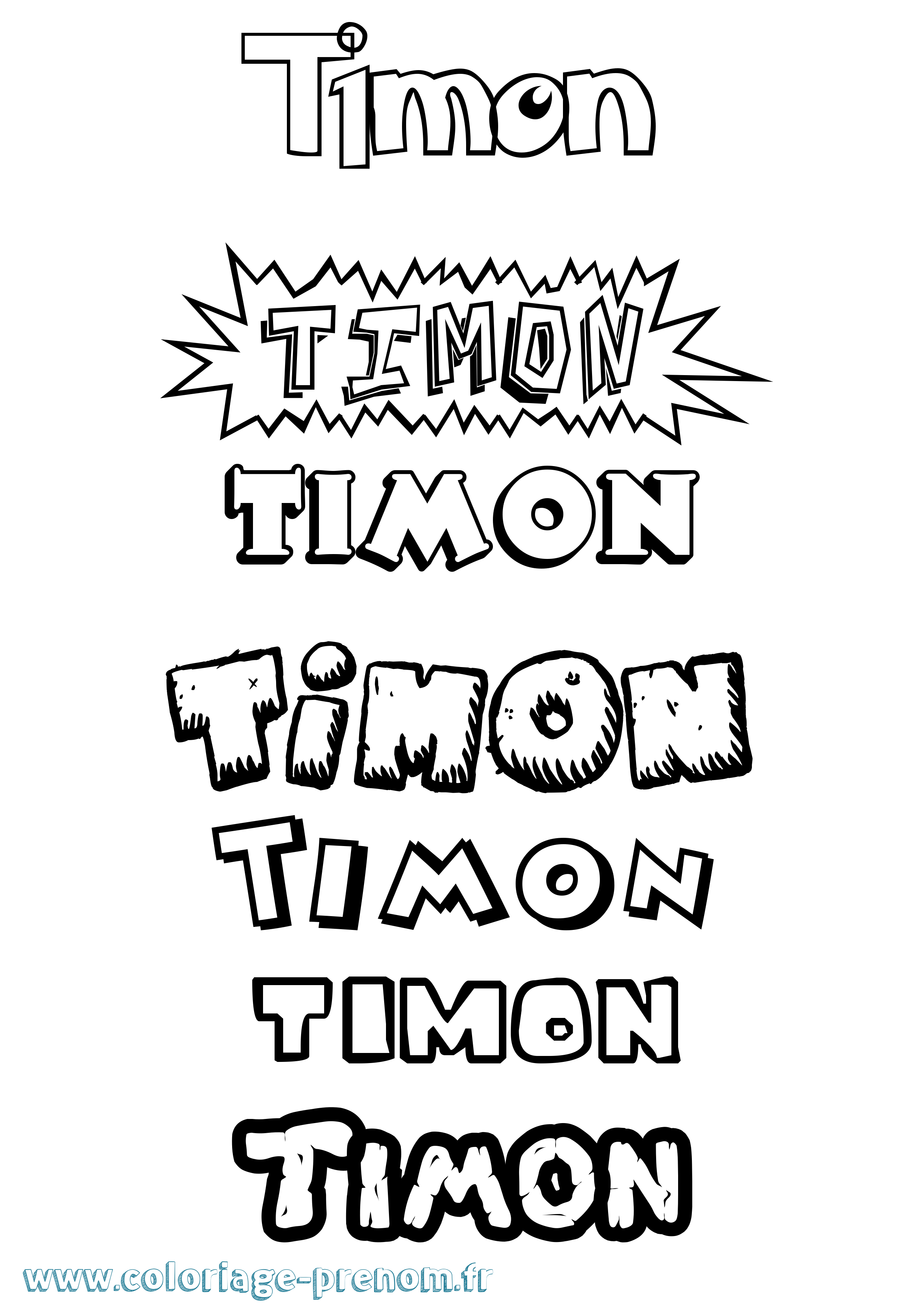 Coloriage Timon Dessin Animé Coloriage prénom Timon Dessin Animé