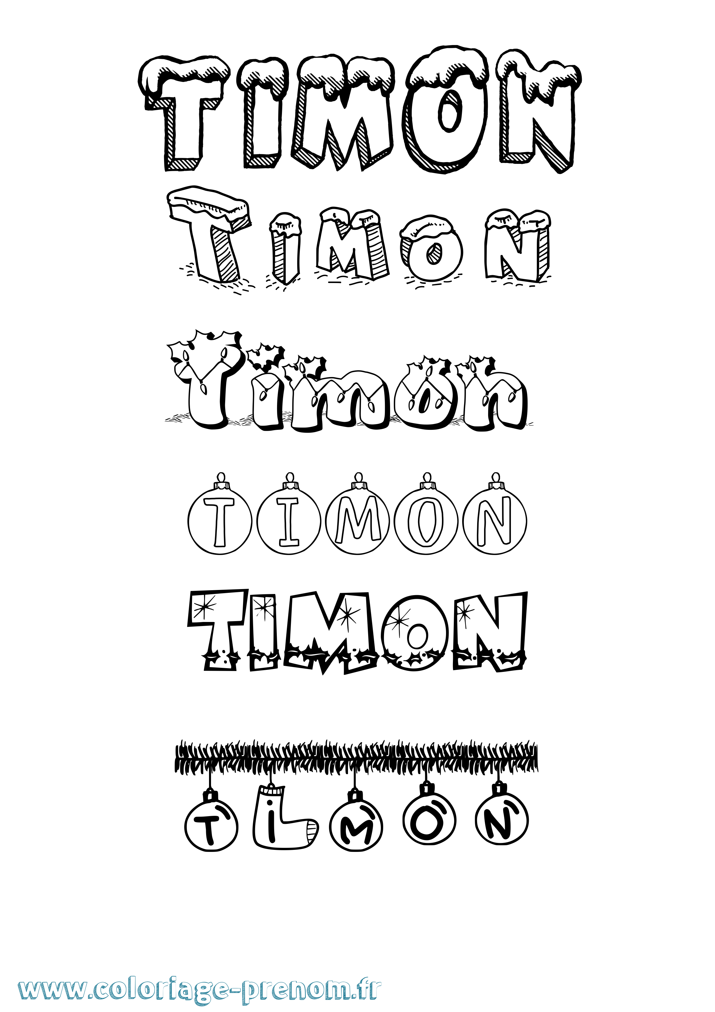 Coloriage Timon Noël Coloriage prénom Timon Noël