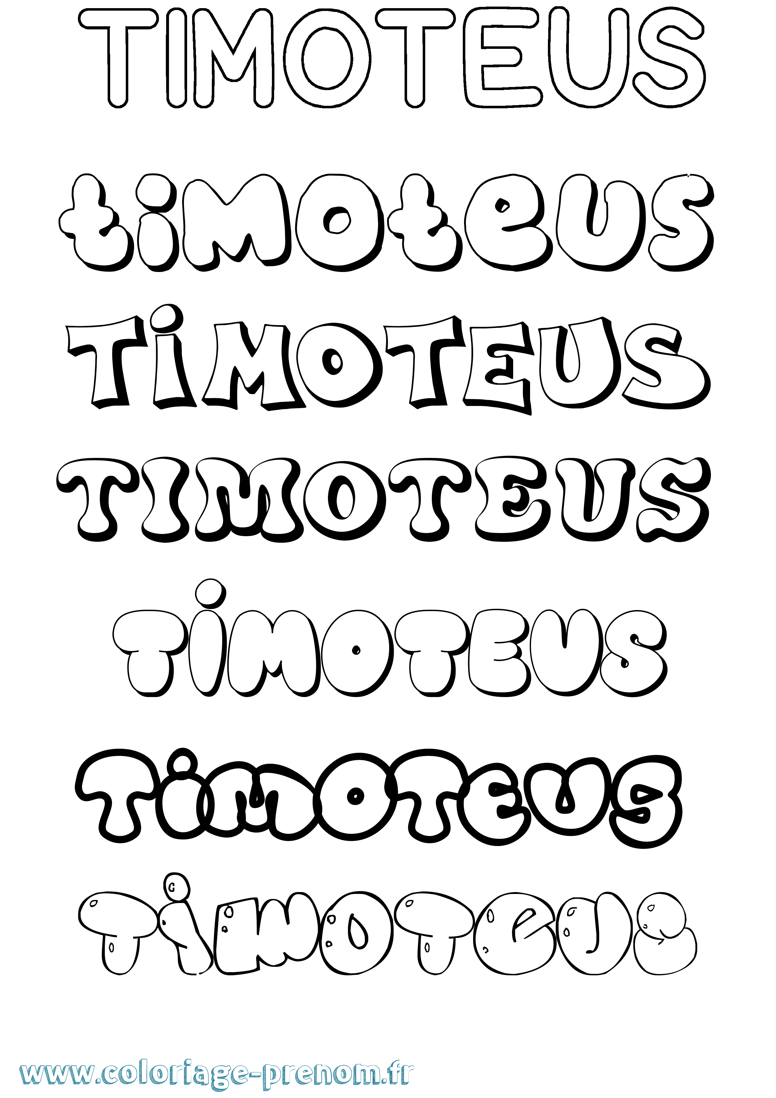 Coloriage Timoteus Bubble Coloriage prénom Timoteus Bubble