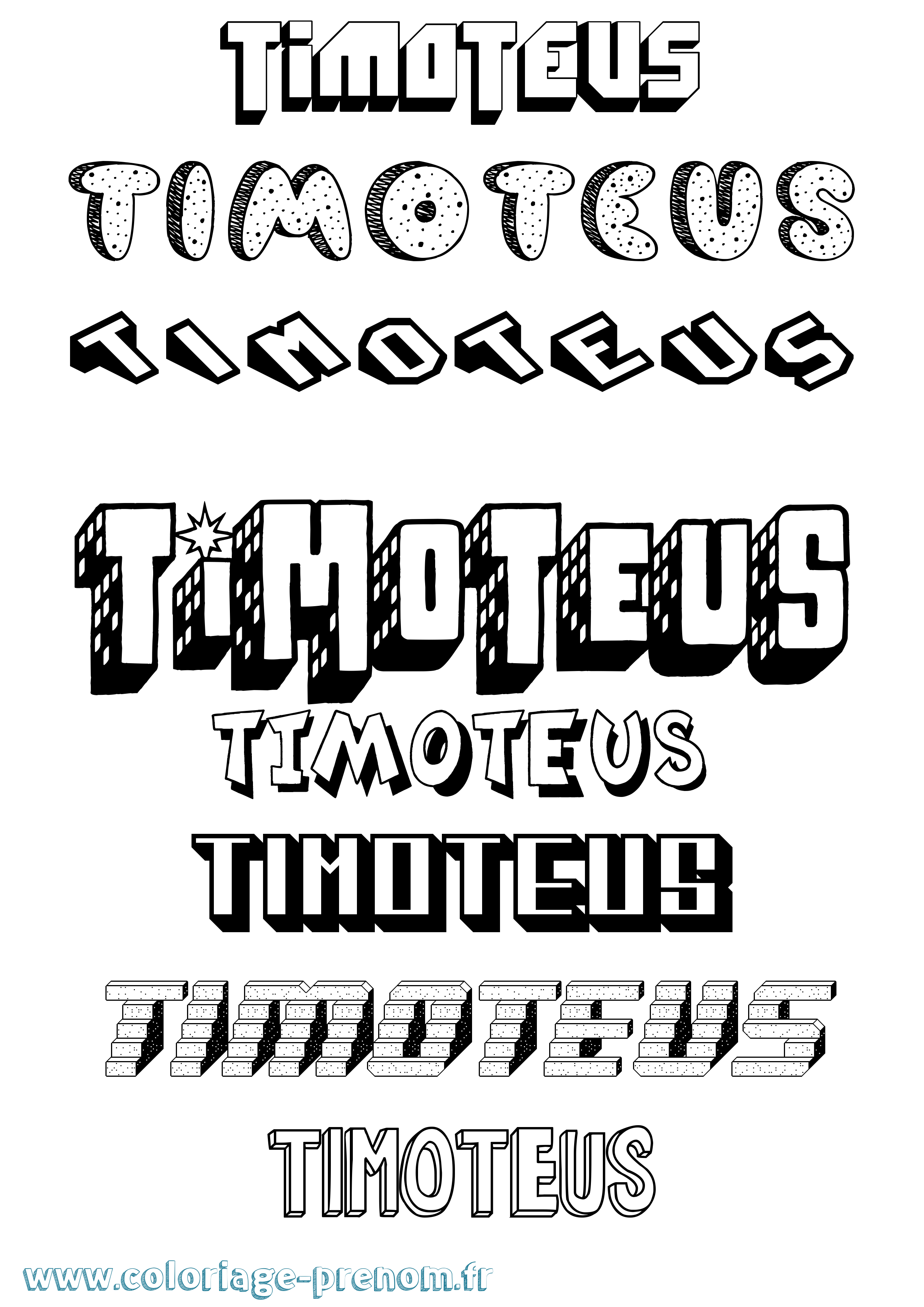 Coloriage Timoteus Effet 3D Coloriage prénom Timoteus Effet 3D
