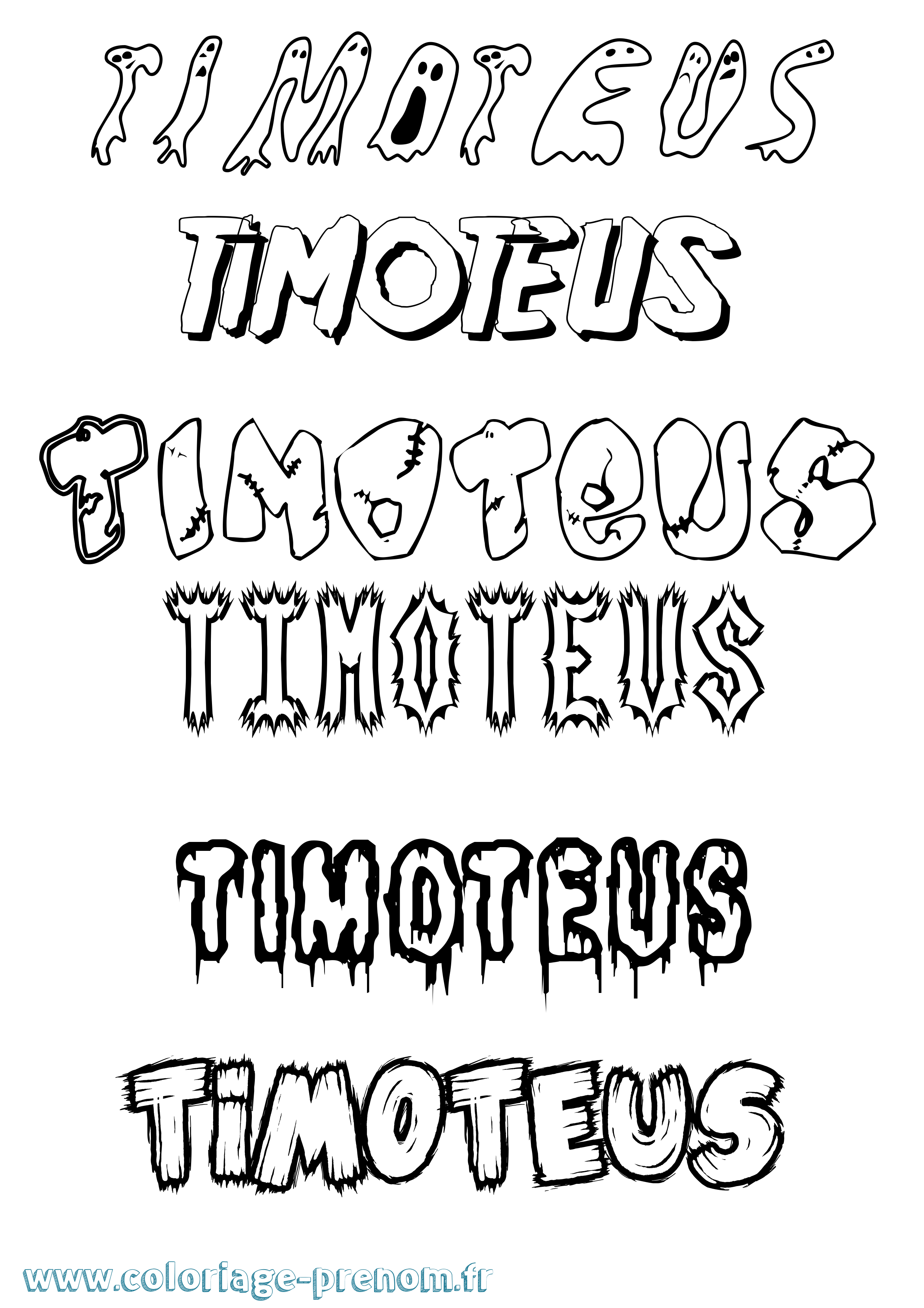 Coloriage Timoteus Frisson Coloriage prénom Timoteus Frisson