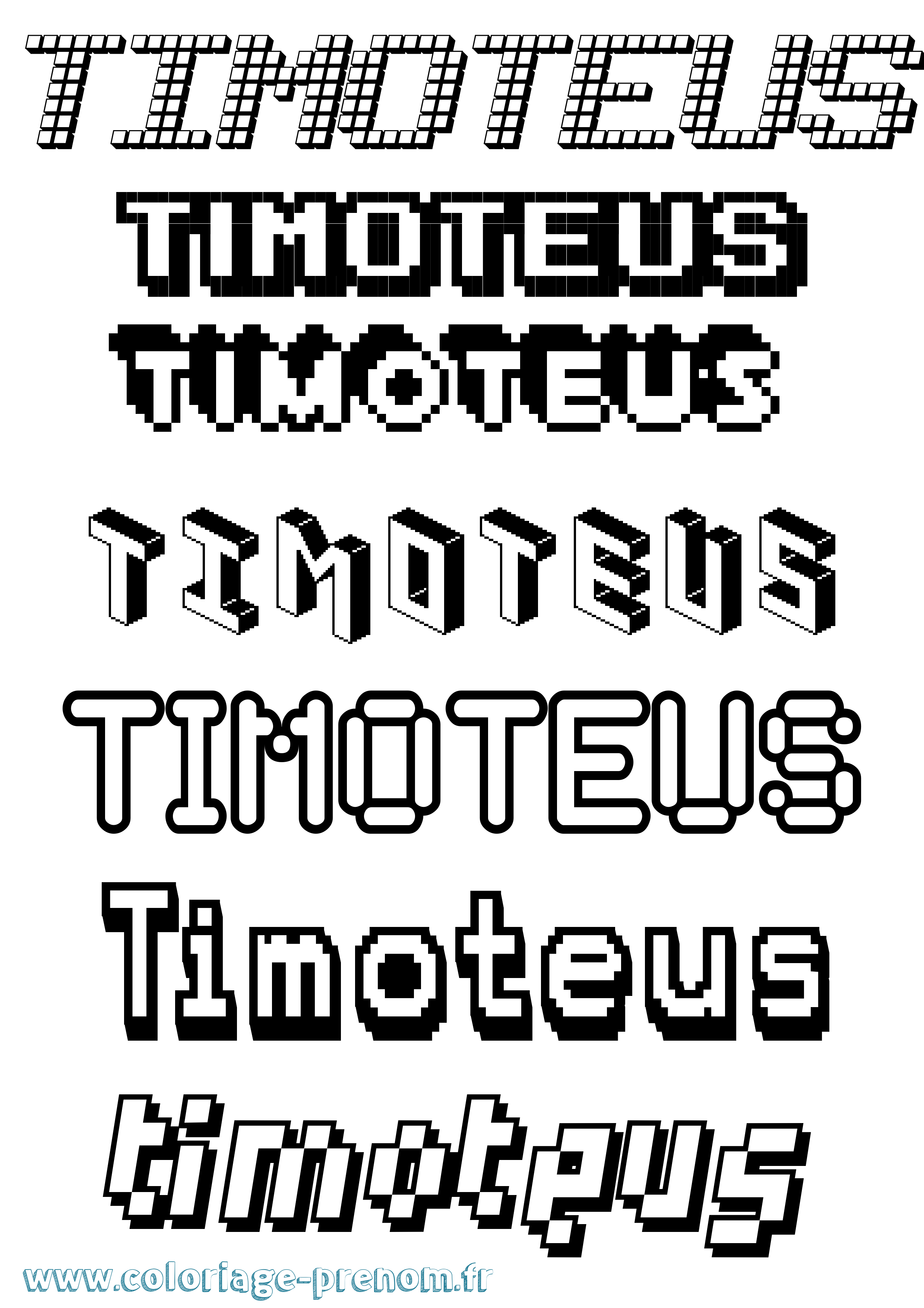 Coloriage Timoteus Pixel Coloriage prénom Timoteus Pixel