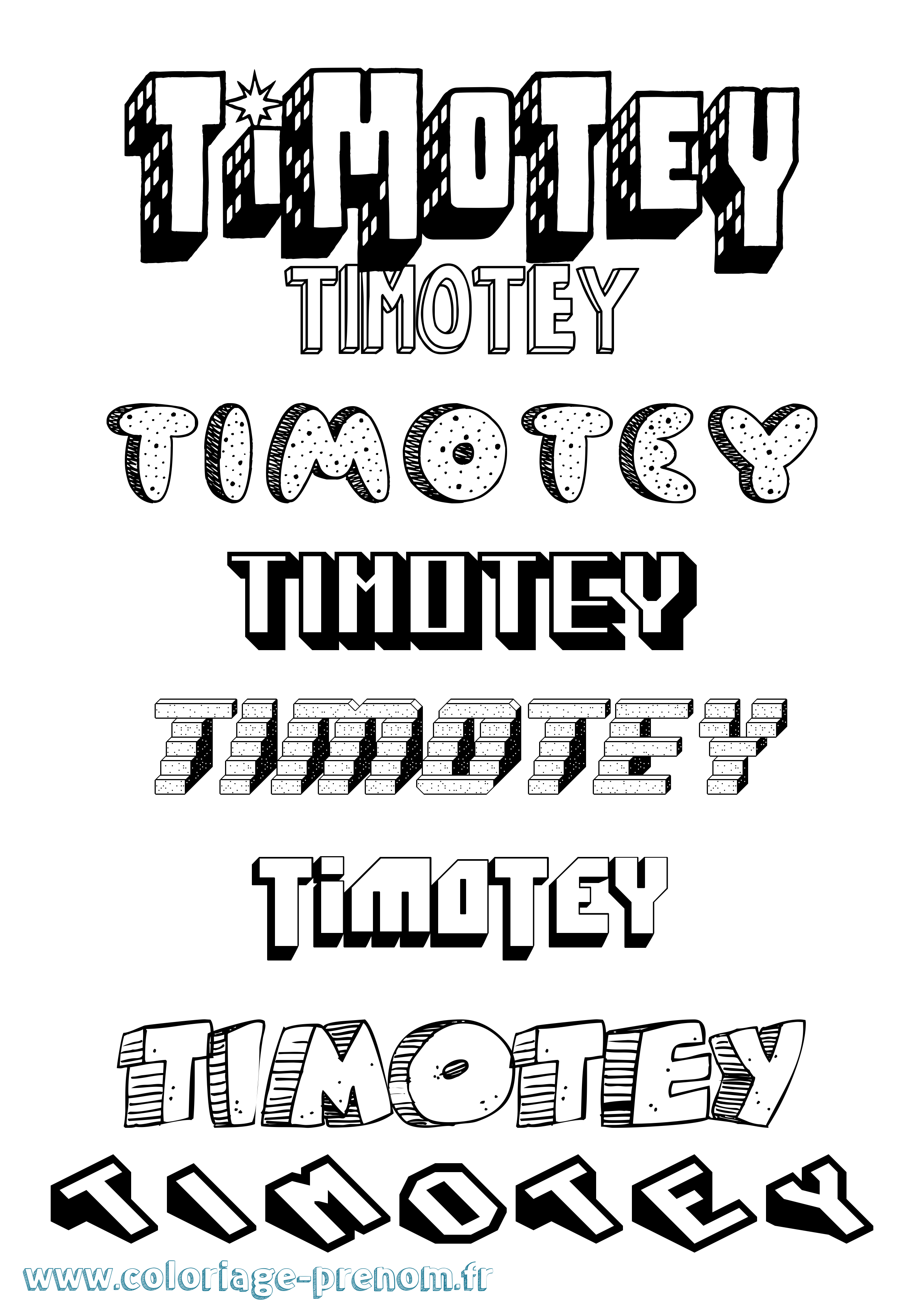 Coloriage Timotey Effet 3D Coloriage prénom Timotey Effet 3D