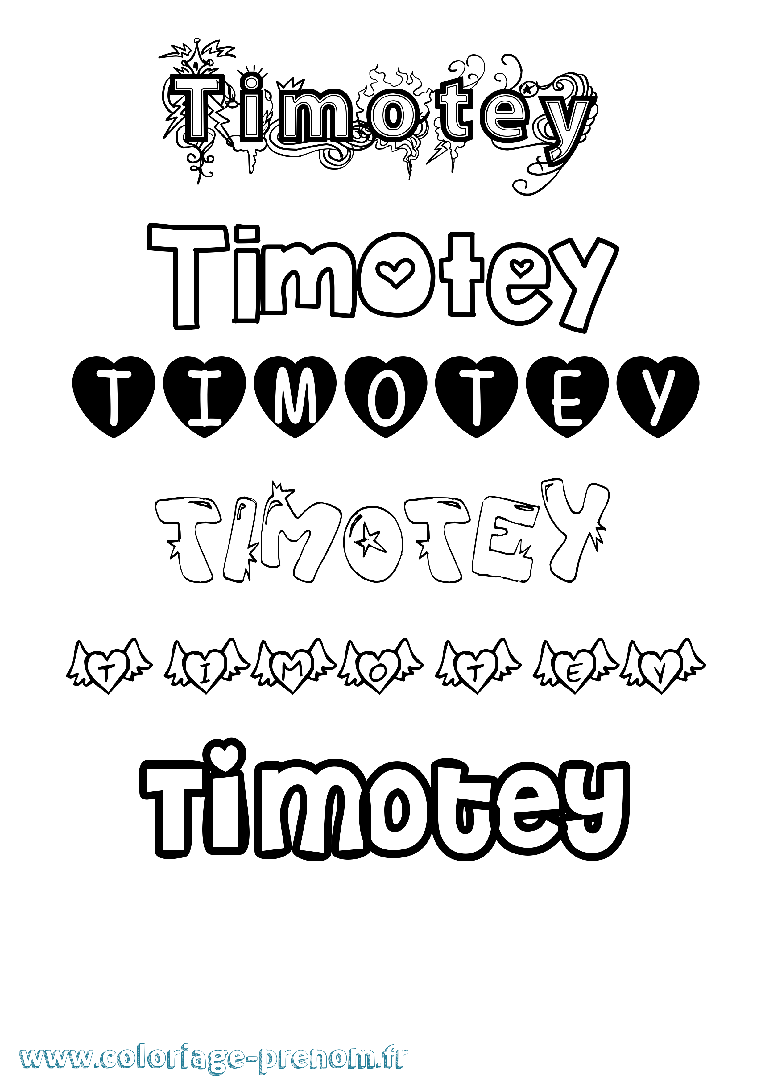 Coloriage Timotey Girly Coloriage prénom Timotey Girly