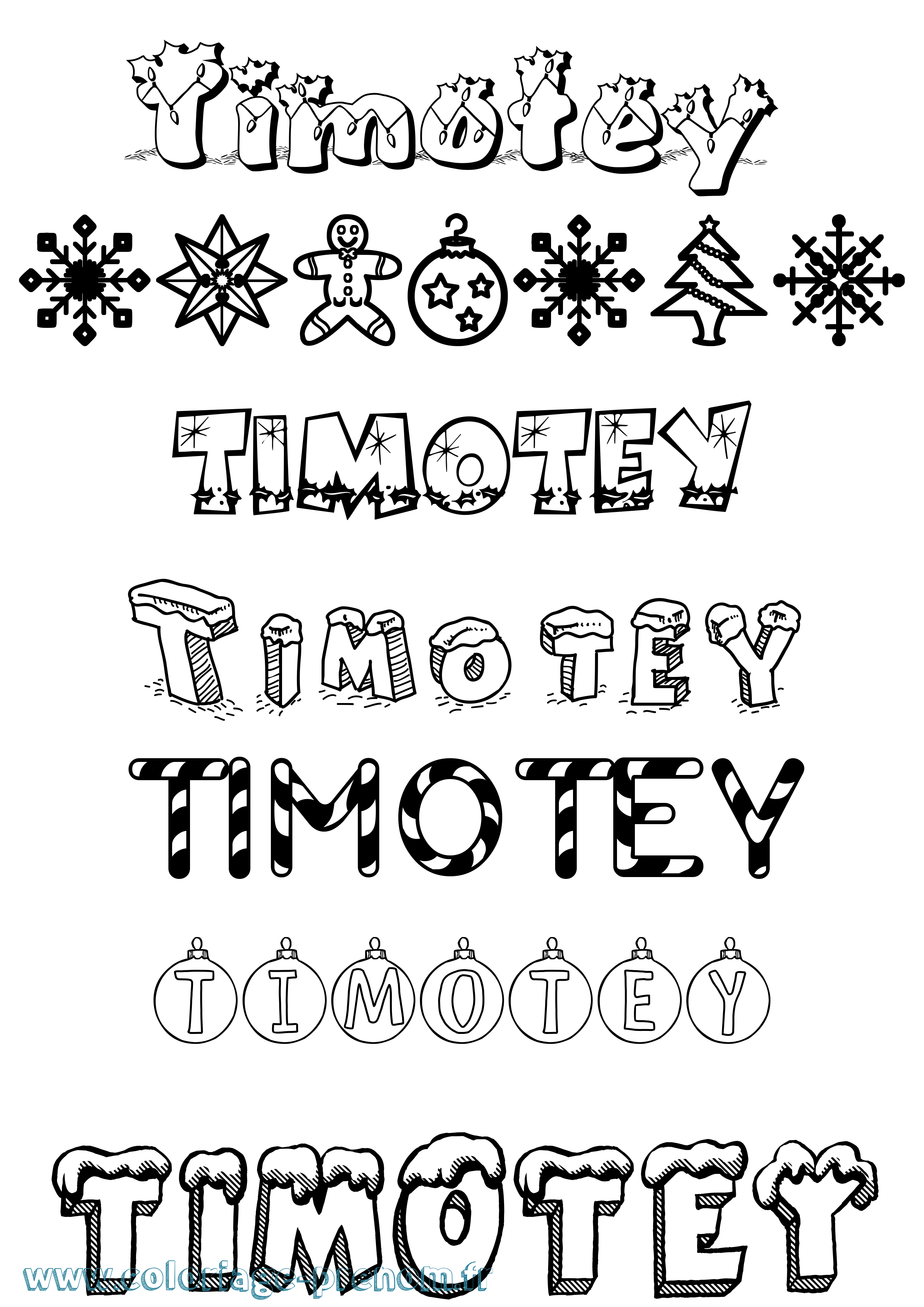 Coloriage Timotey Noël Coloriage prénom Timotey Noël