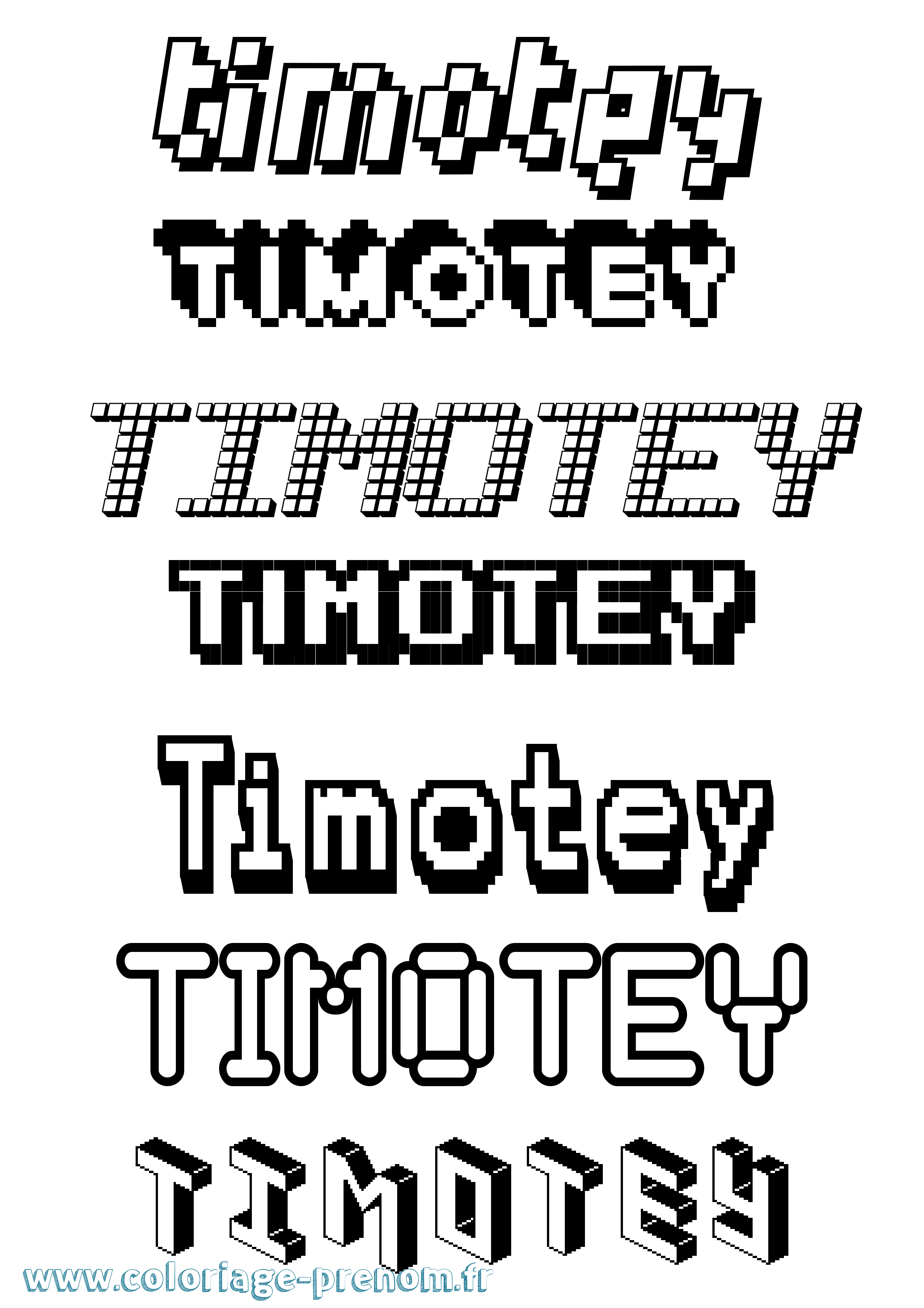 Coloriage Timotey Pixel Coloriage prénom Timotey Pixel