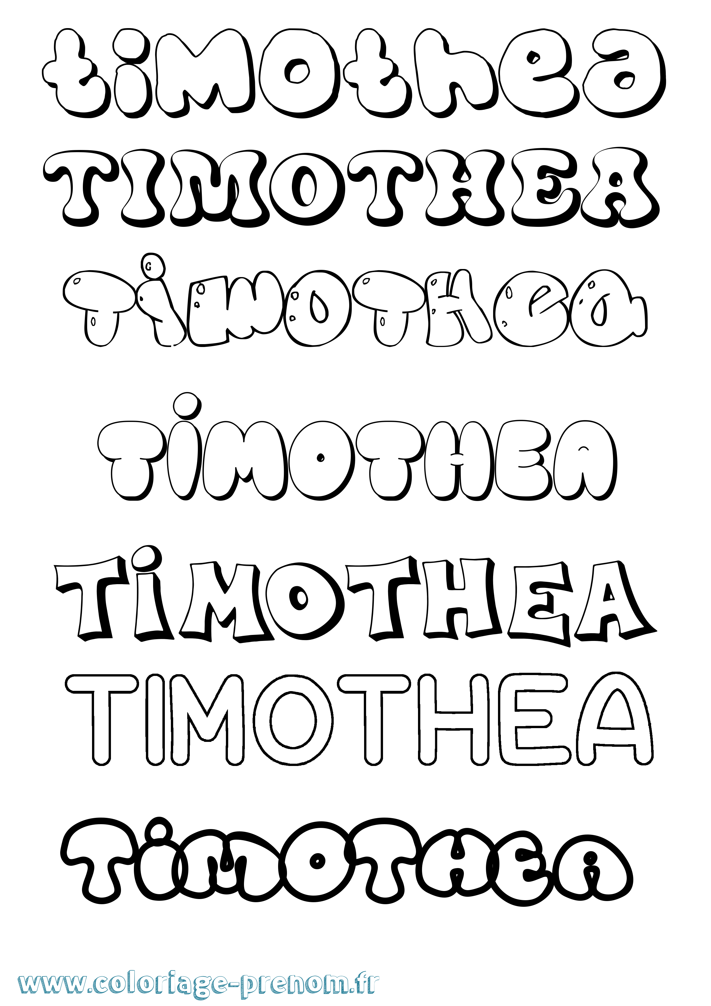 Coloriage Timothea Bubble Coloriage prénom Timothea Bubble