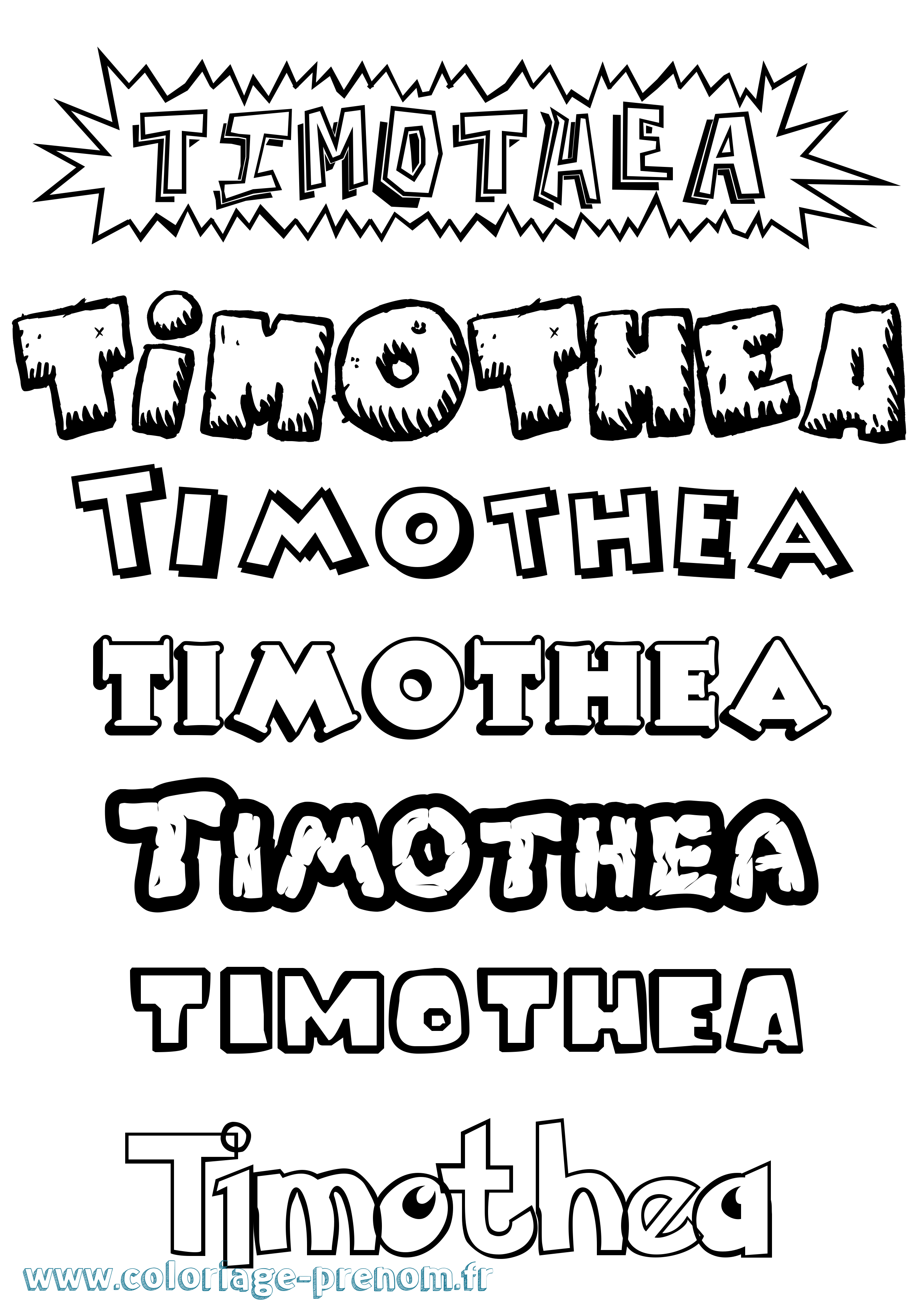 Coloriage Timothea Dessin Animé Coloriage prénom Timothea Dessin Animé