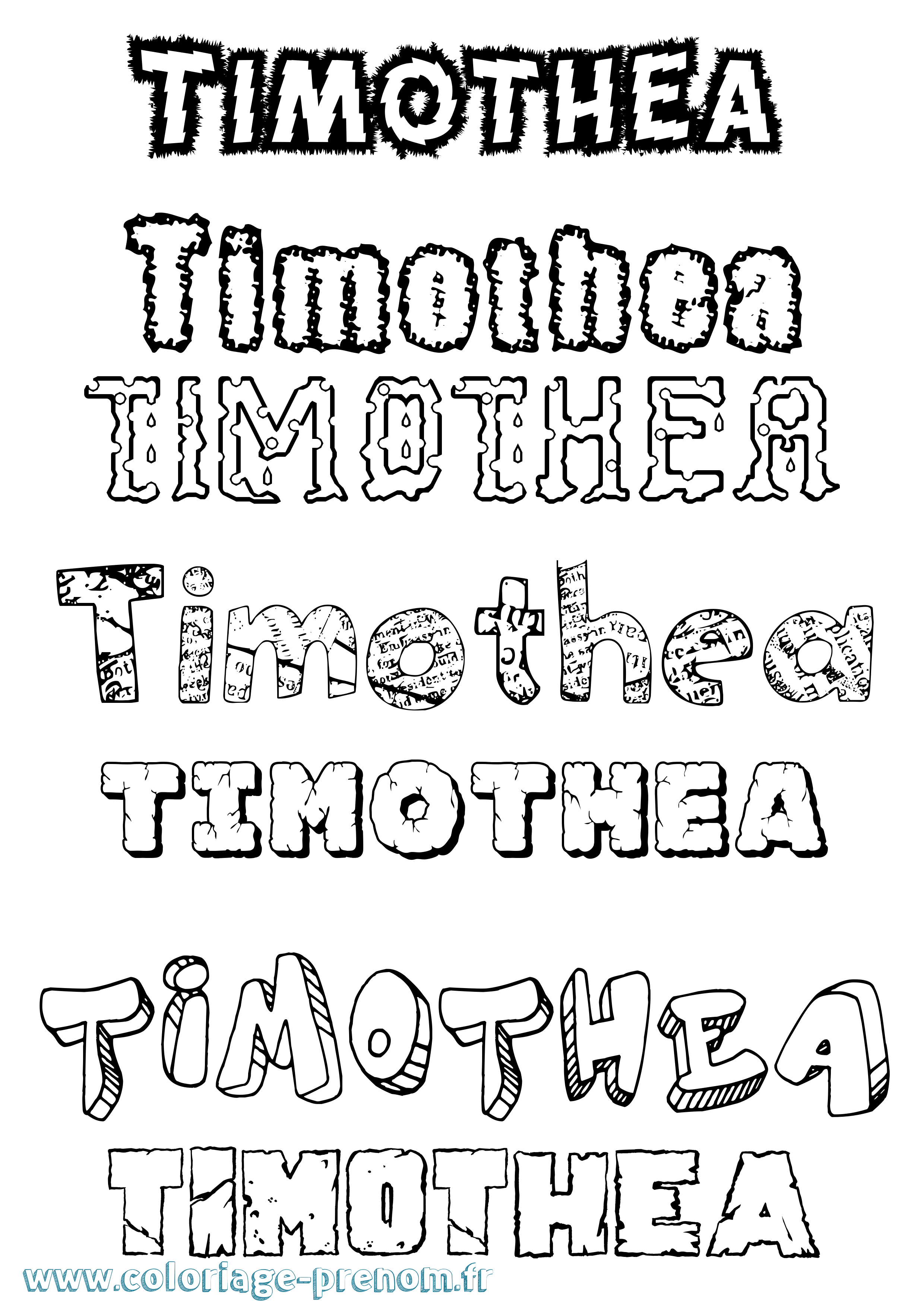 Coloriage Timothea Destructuré Coloriage prénom Timothea Destructuré