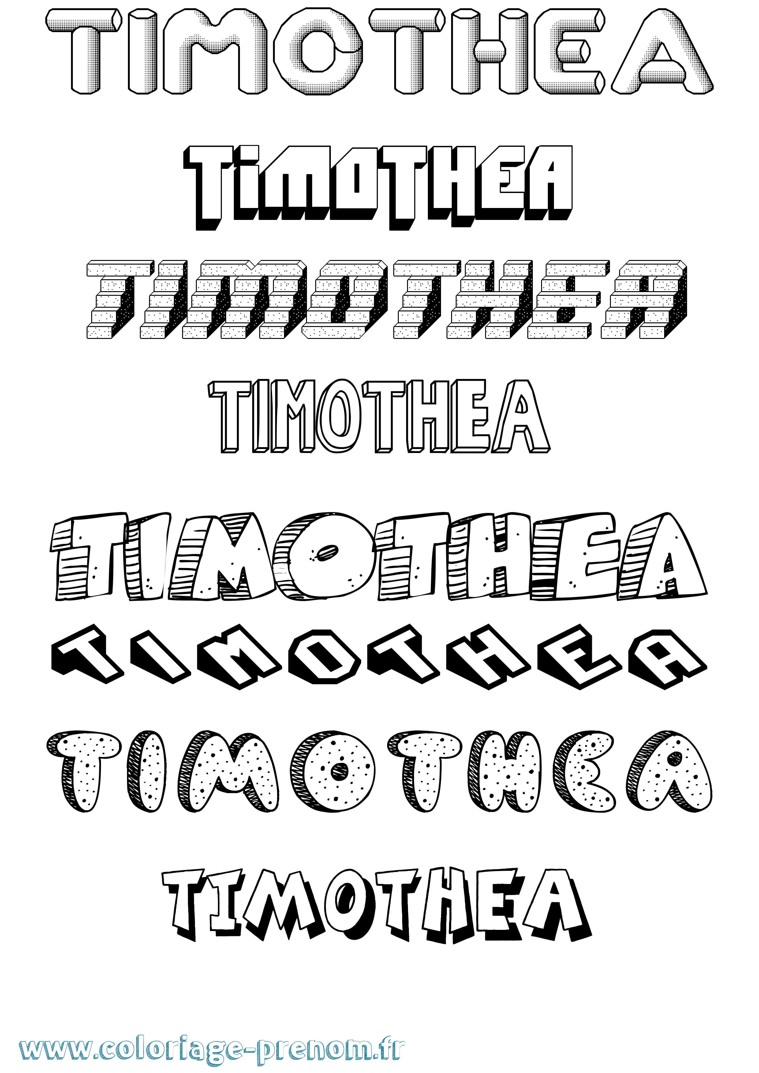 Coloriage Timothea Effet 3D Coloriage prénom Timothea Effet 3D
