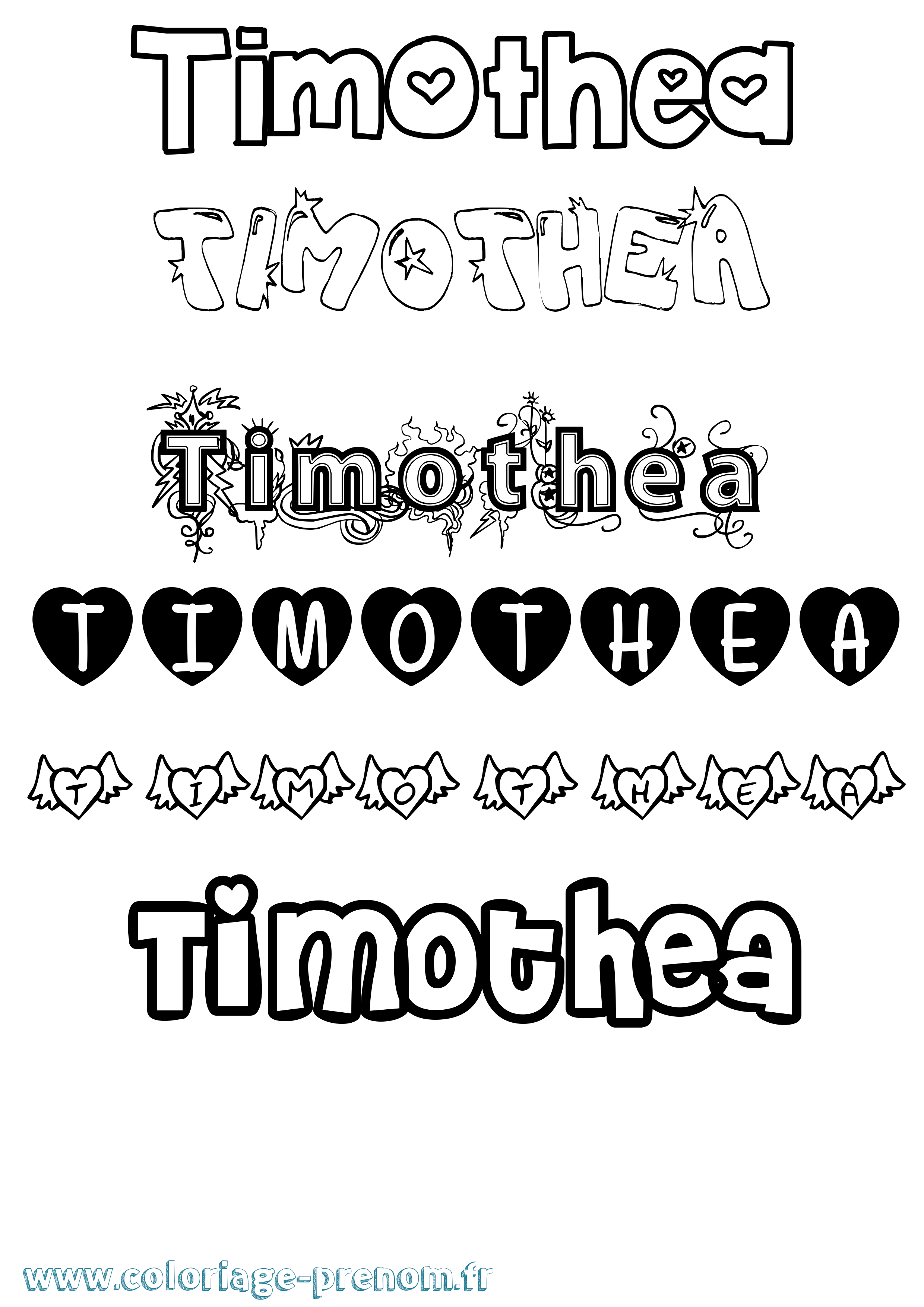 Coloriage Timothea Girly Coloriage prénom Timothea Girly