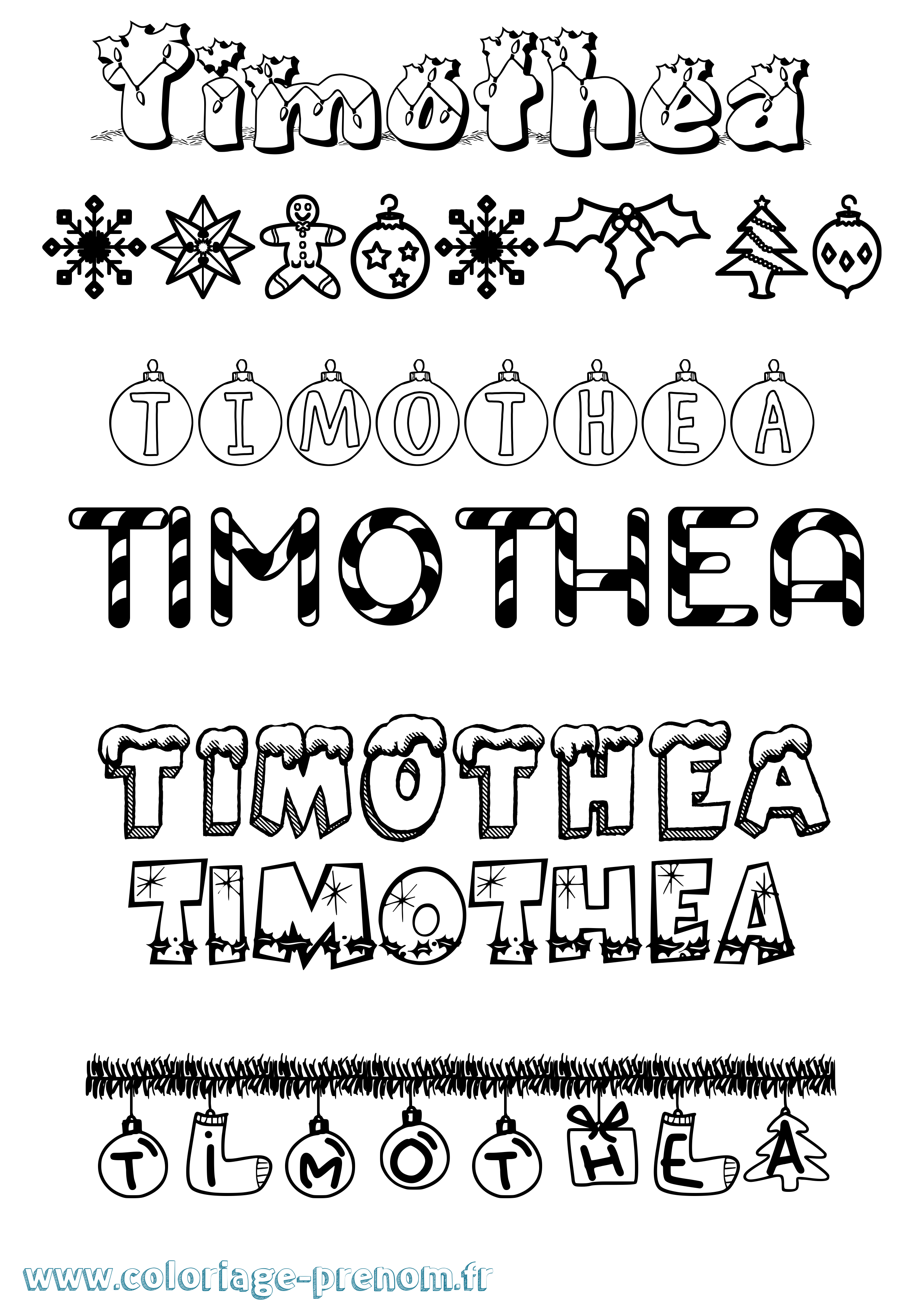 Coloriage Timothea Noël Coloriage prénom Timothea Noël