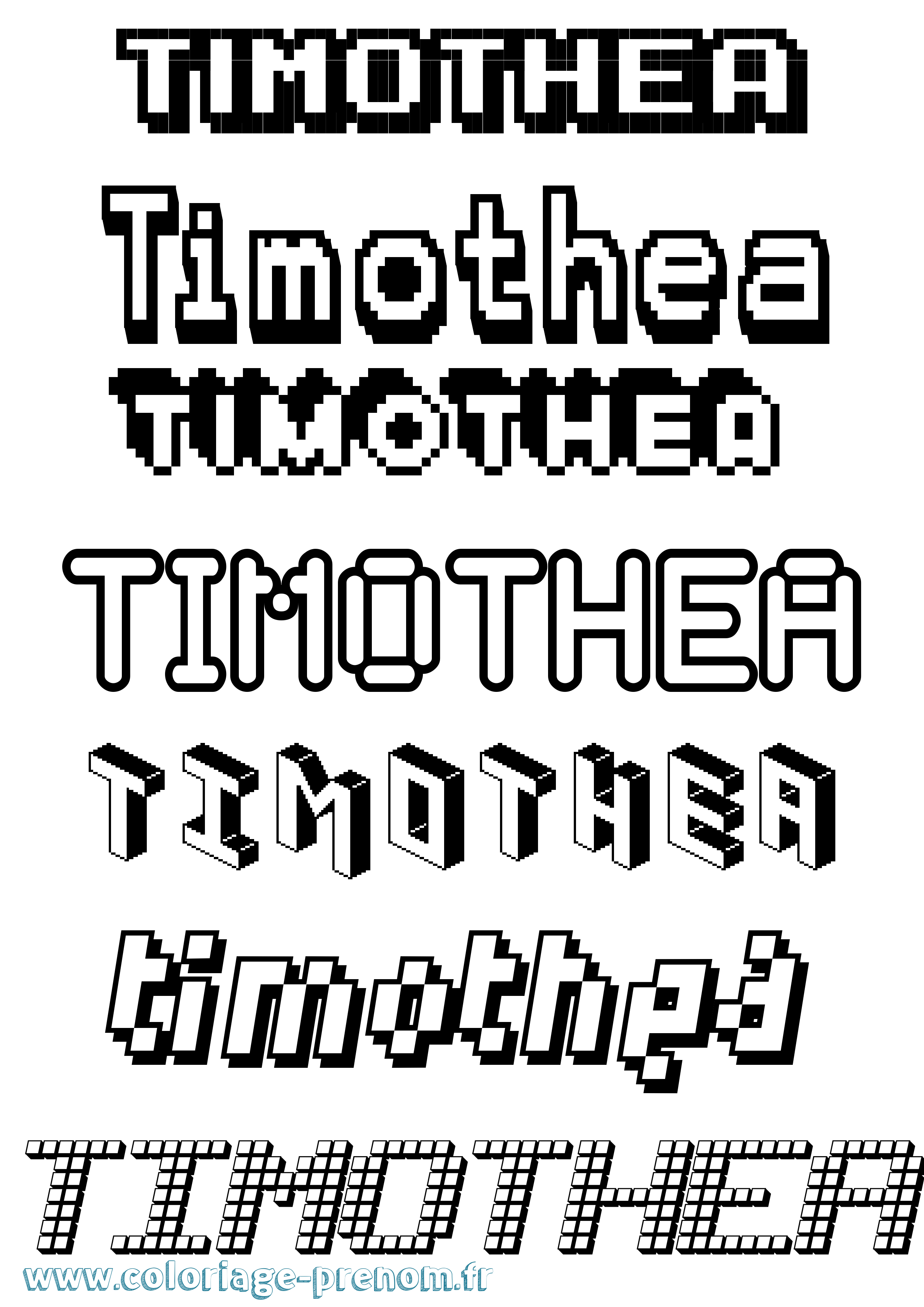 Coloriage Timothea Pixel Coloriage prénom Timothea Pixel