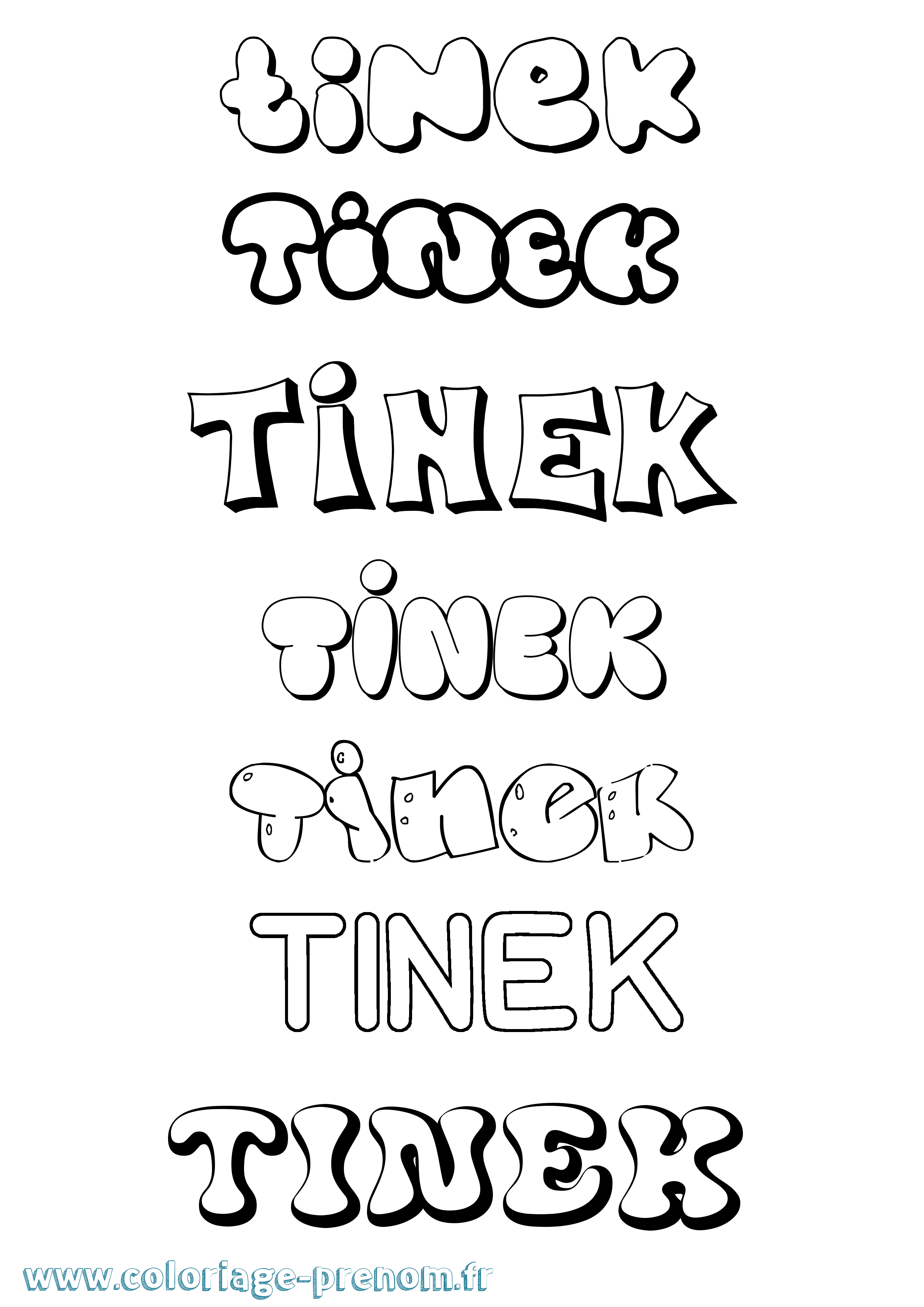 Coloriage Tinek Bubble Coloriage prénom Tinek Bubble