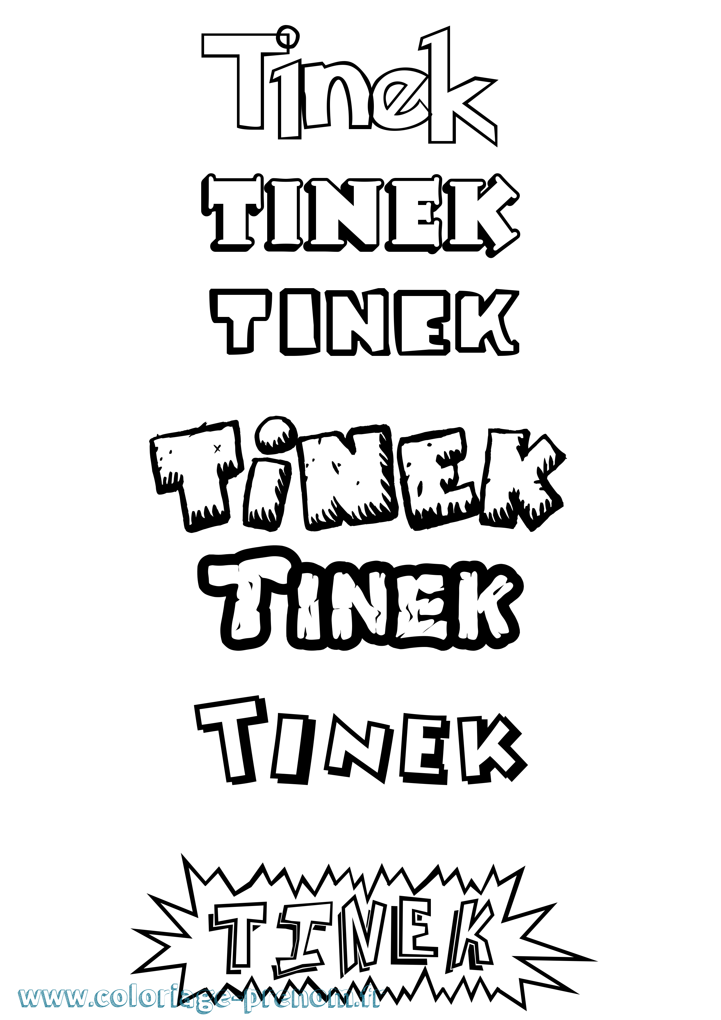 Coloriage Tinek Dessin Animé Coloriage prénom Tinek Dessin Animé