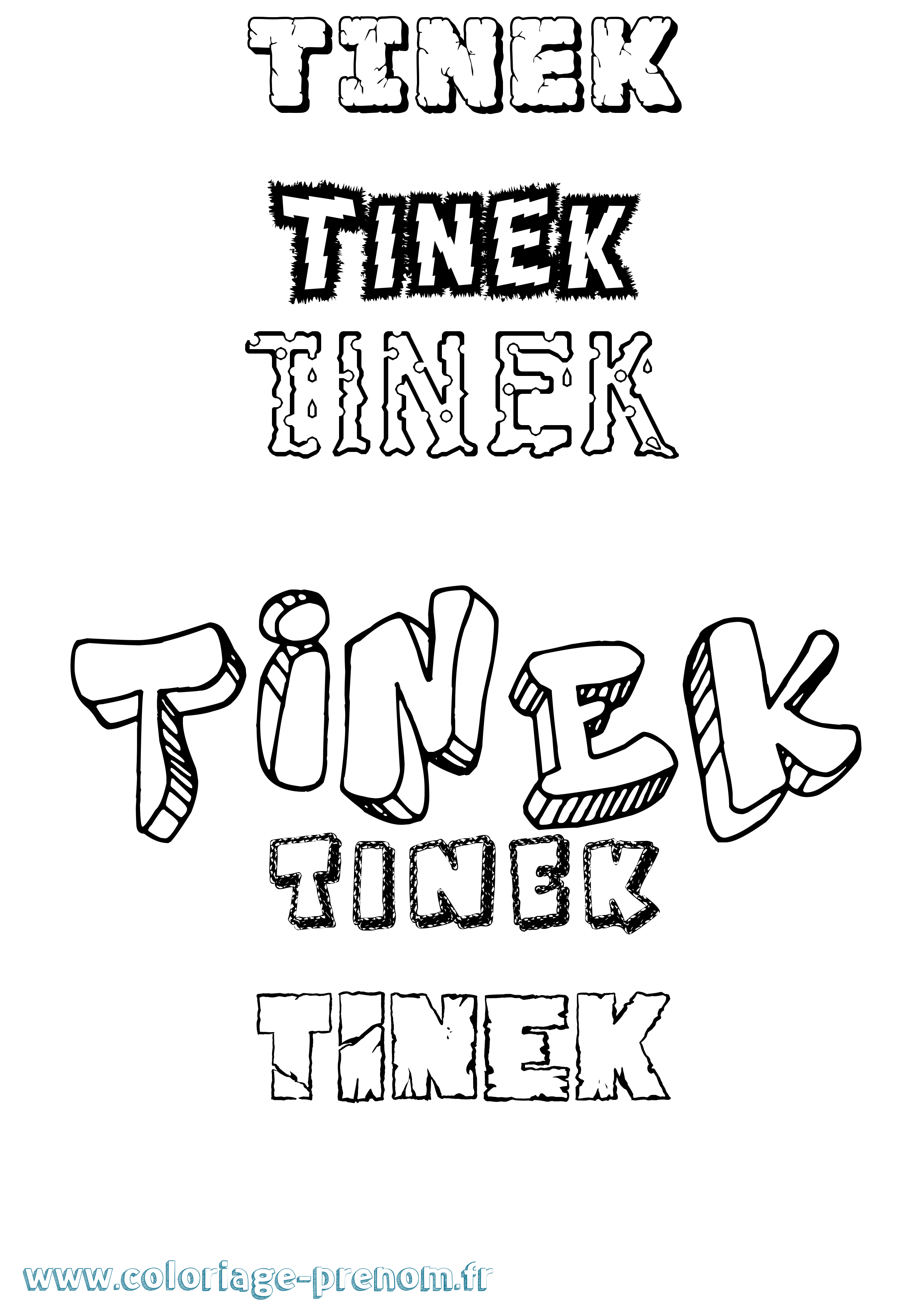 Coloriage Tinek Destructuré Coloriage prénom Tinek Destructuré